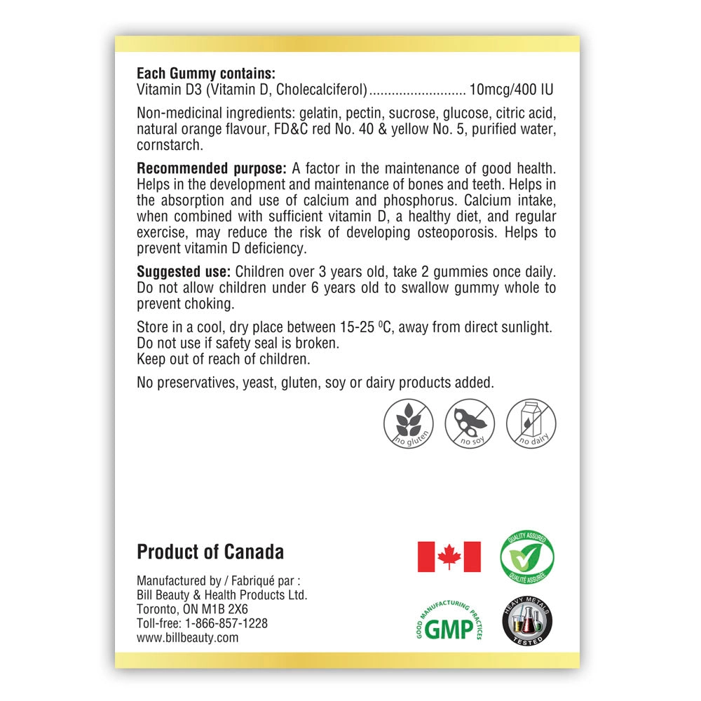 BILL Natural Sources® Vitamin D3 400IU  Kids