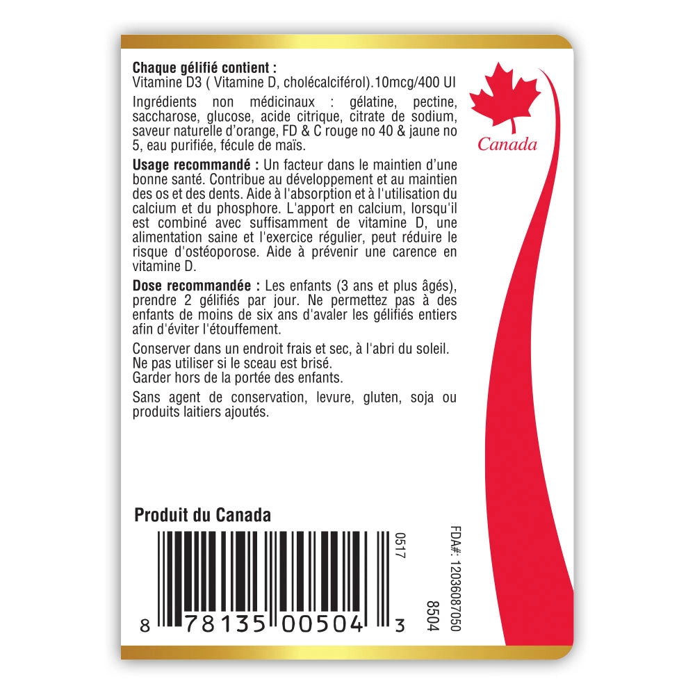 BILL Natural Sources® Vitamin D3 400IU  Kids
