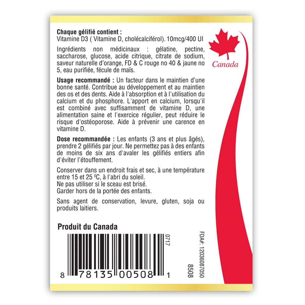 BILL Natural Sources® Vitamin D3 400IU  Kids