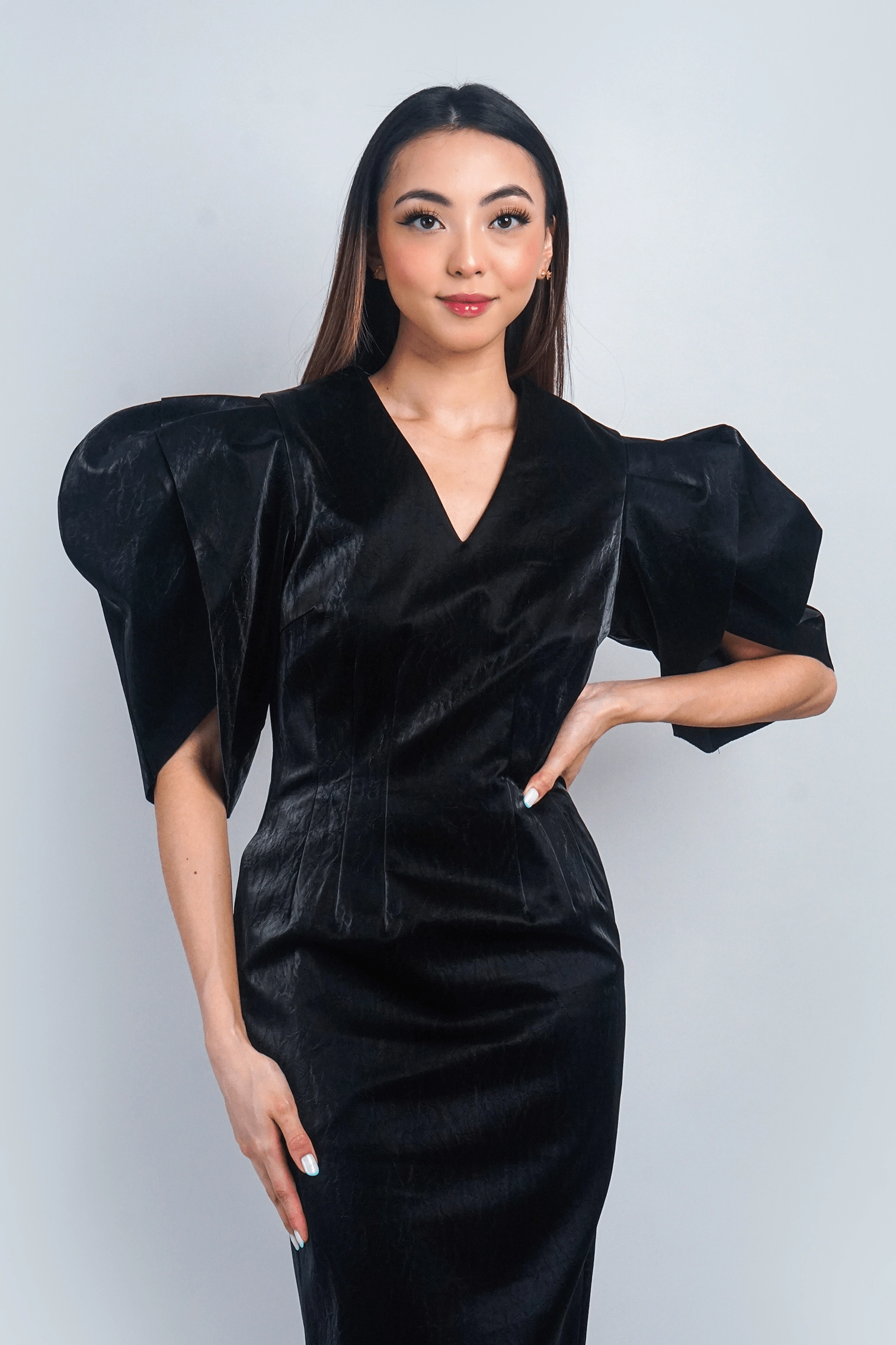 Black Lux Slim Midi Dress