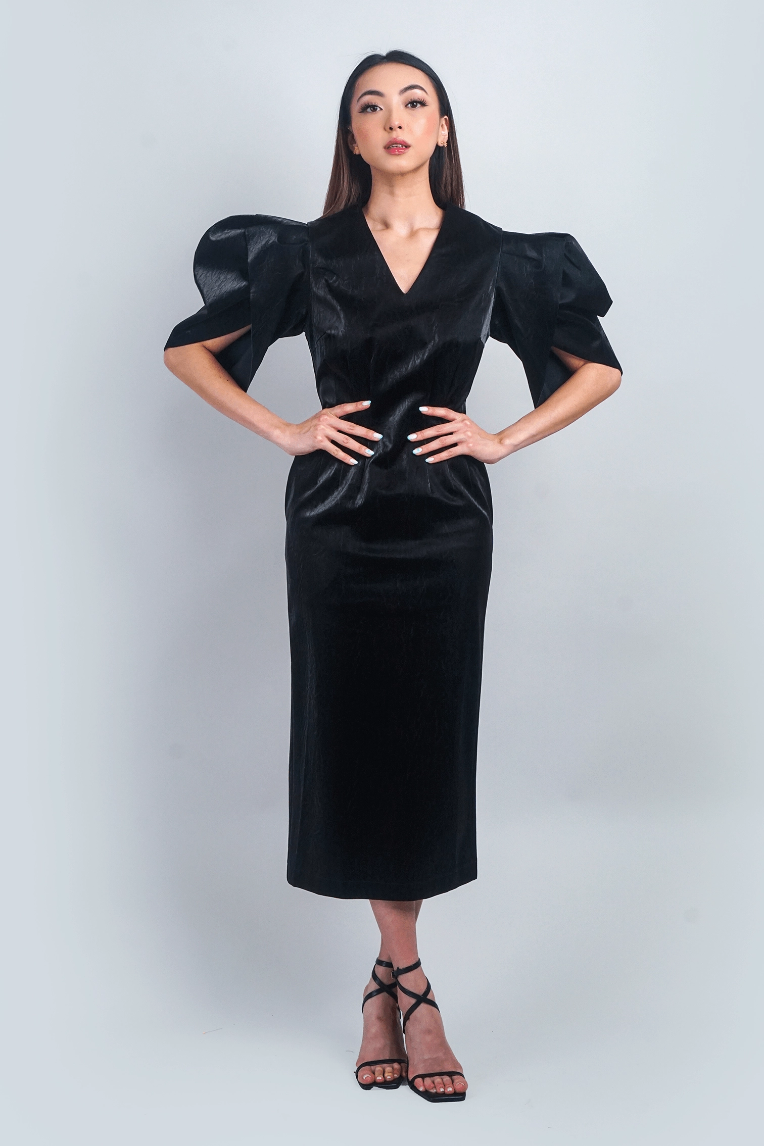 Black Lux Slim Midi Dress
