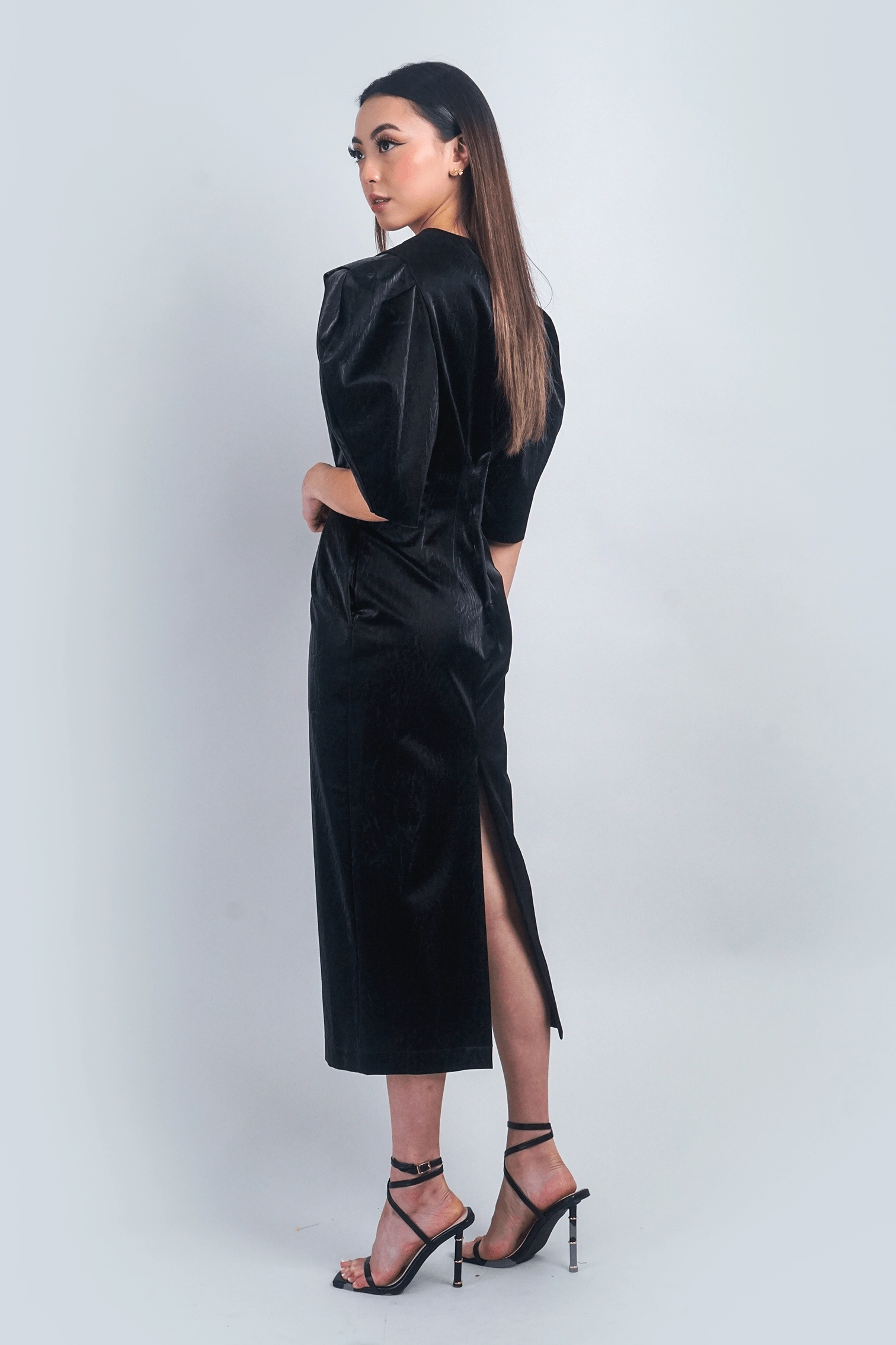 Black Lux Slim Midi Dress