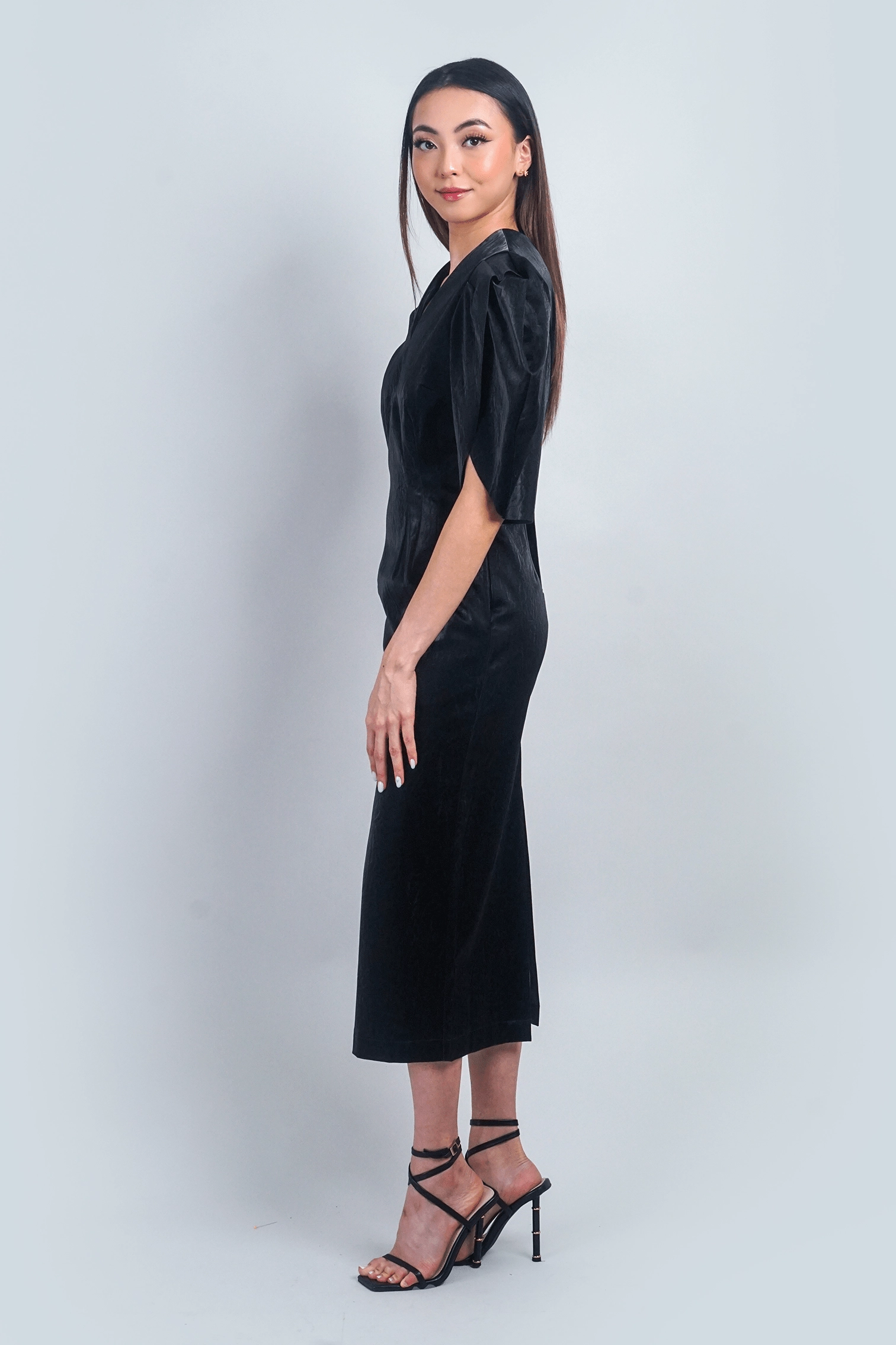 Black Lux Slim Midi Dress