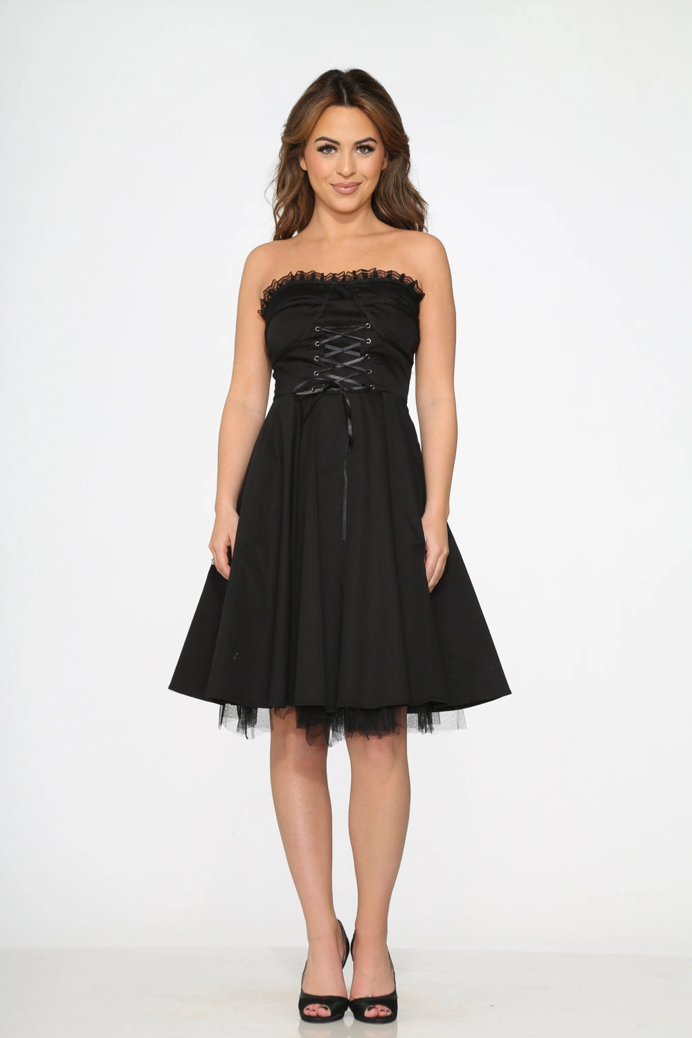 Black Strapless Swing Dress