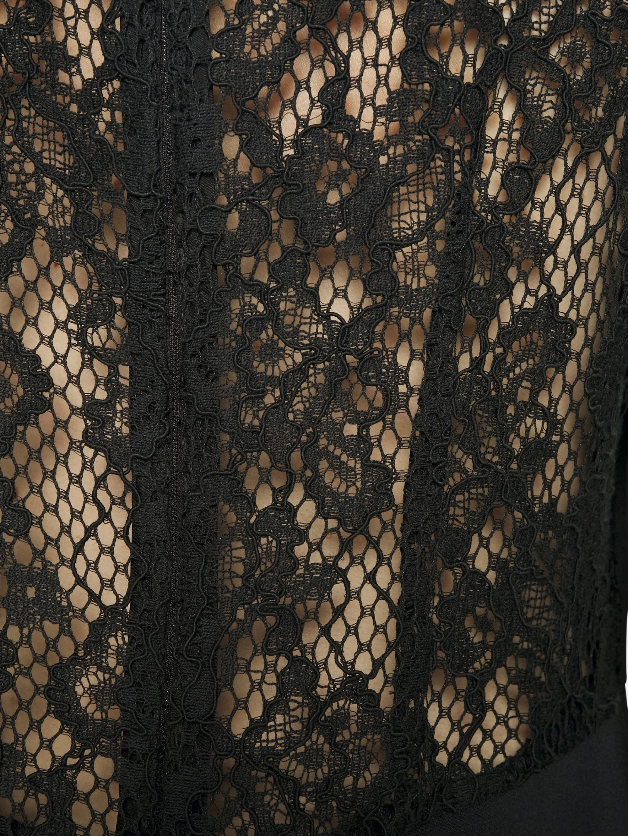 Crepe dress with black lace insert
