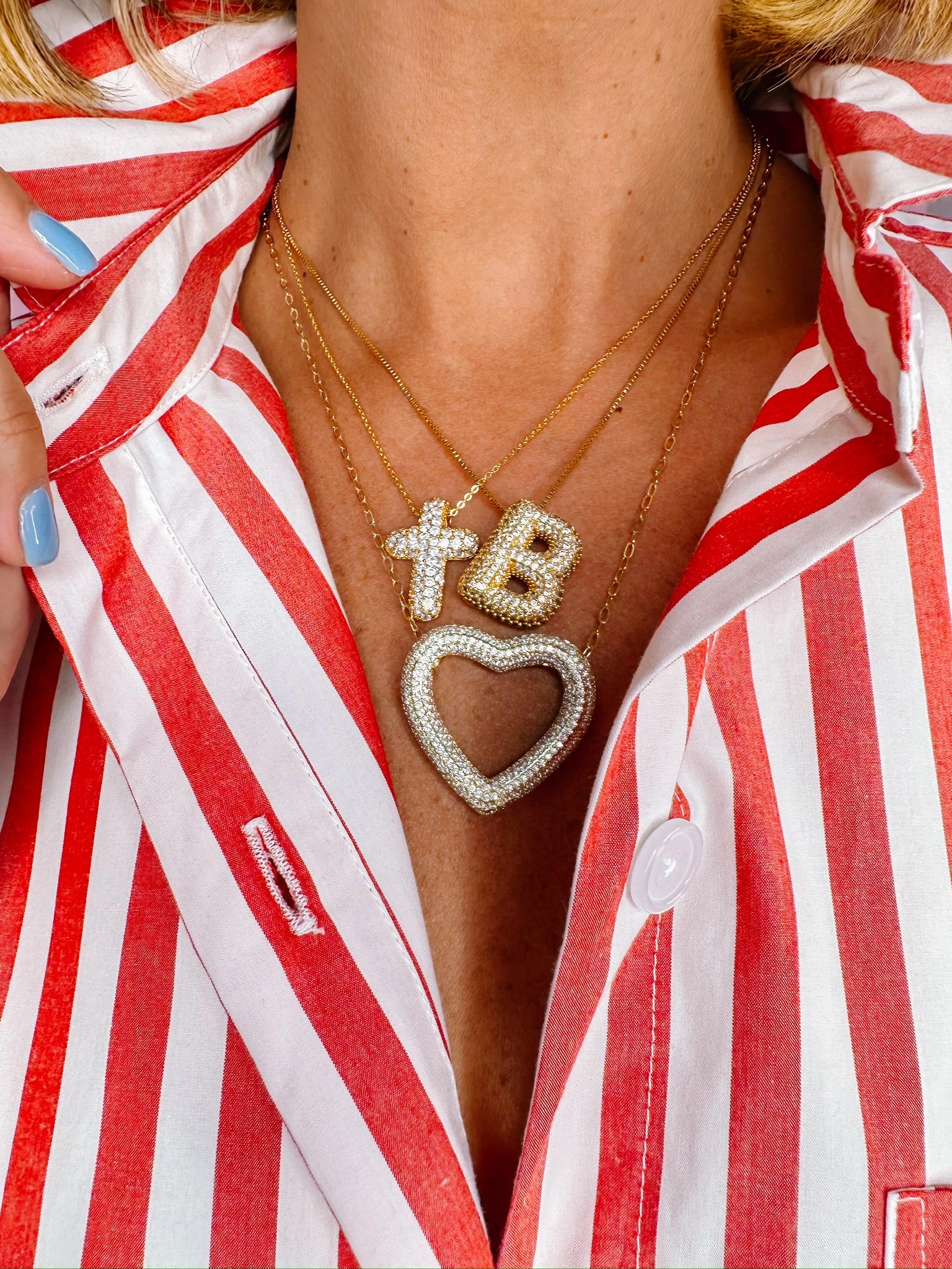 CROSS BUBBLE PAVE NECKLACE