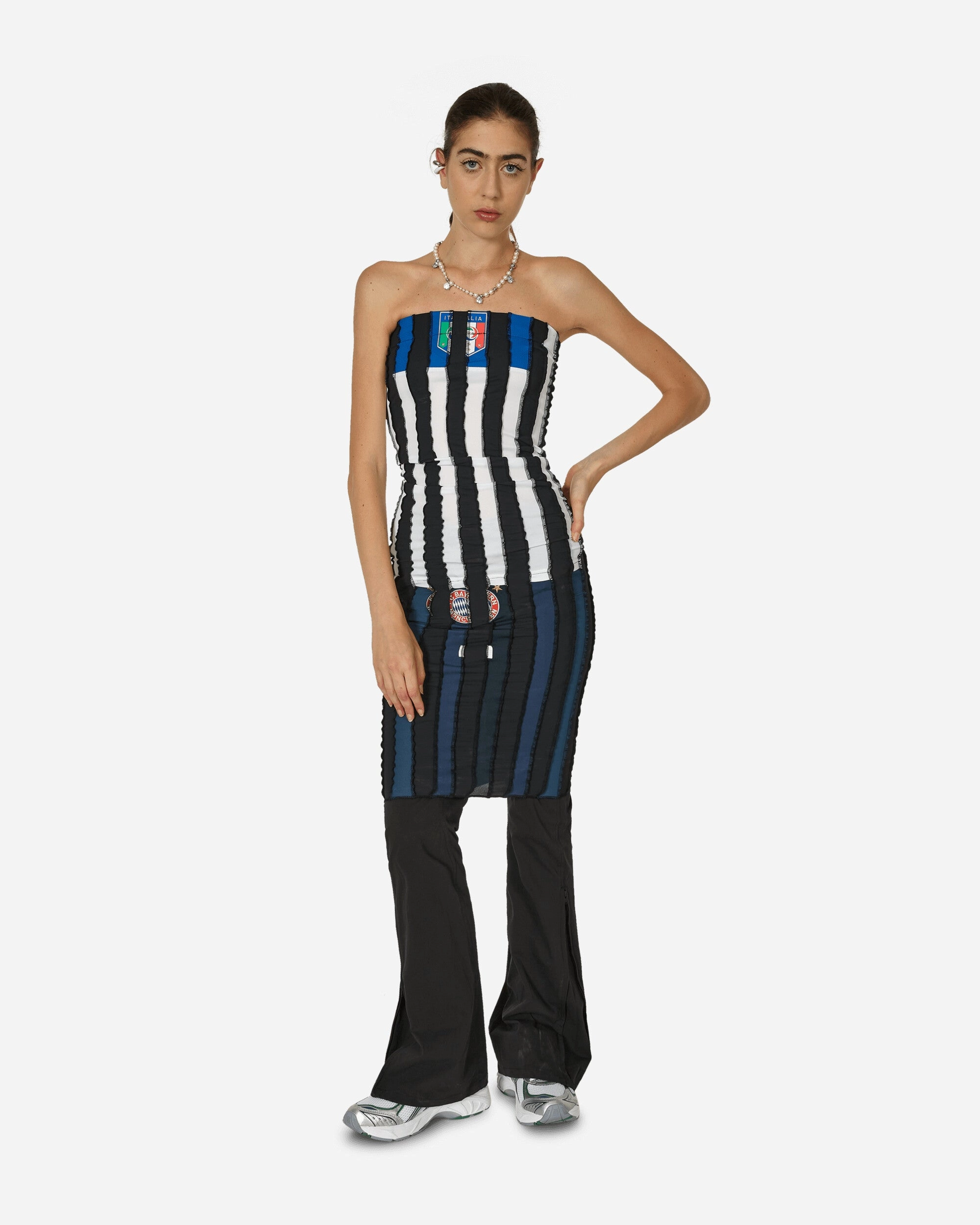 Cut Up Football Tube Dress Black