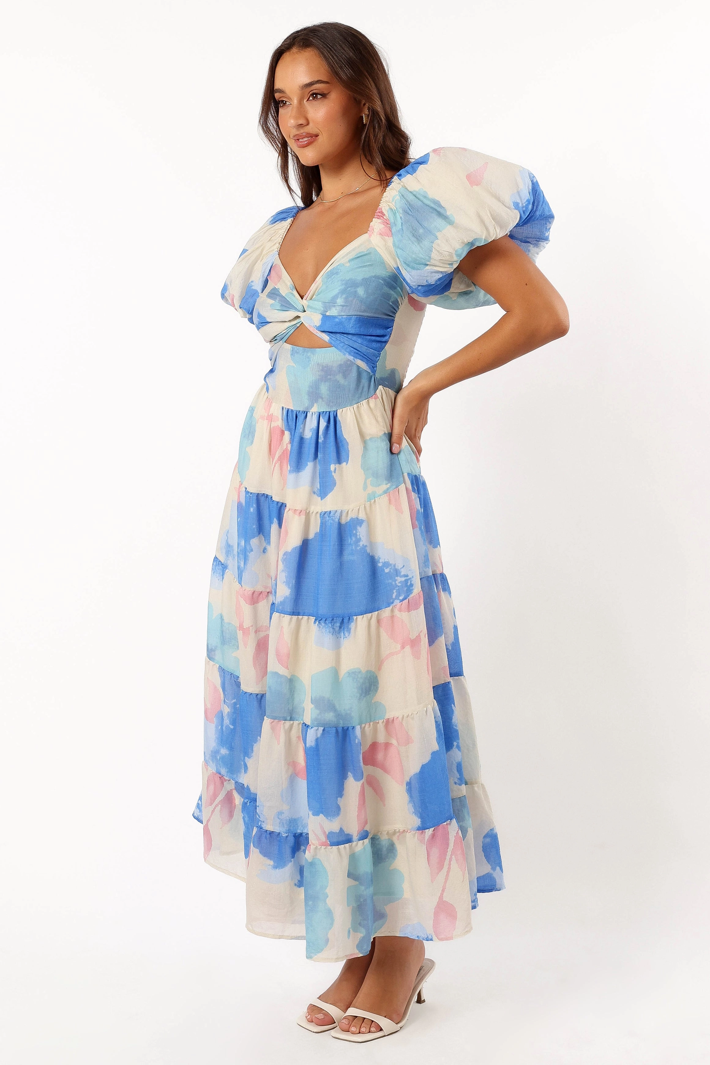 Davis Midi Dress - Blue Floral