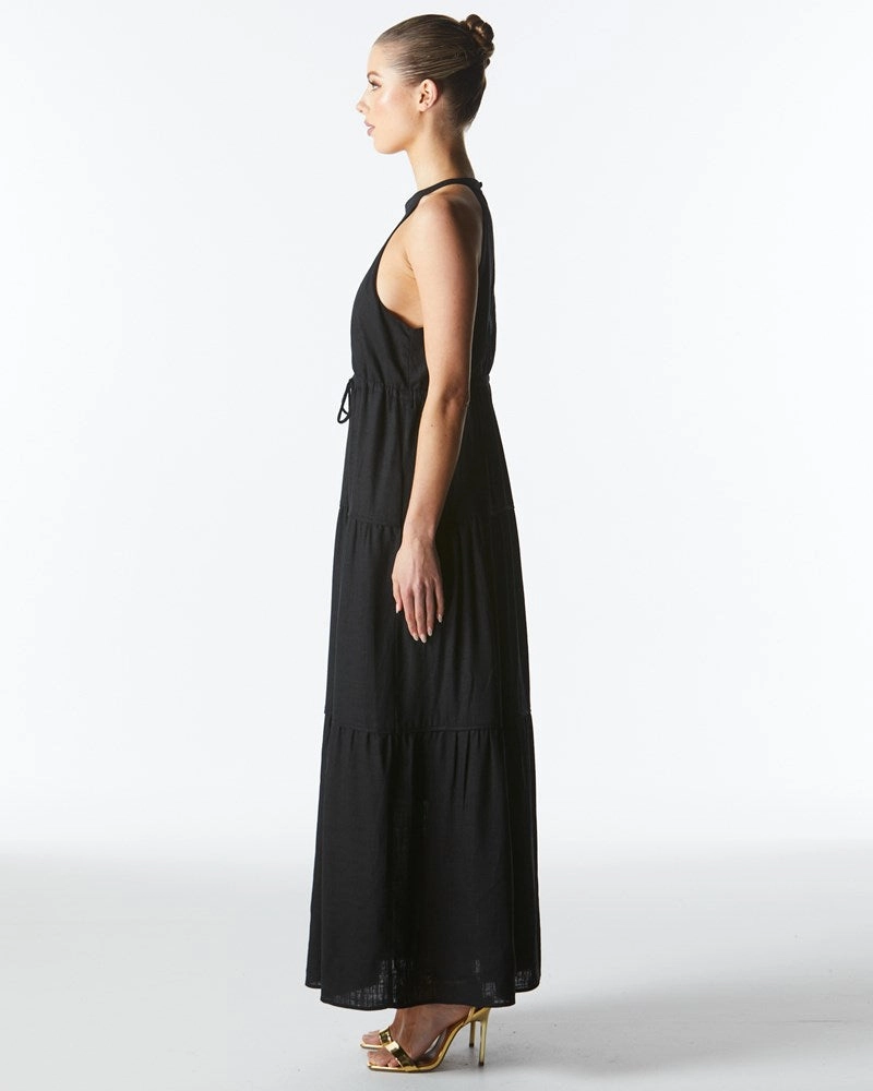 Fate Midsummer Halter Maxi Dress Black