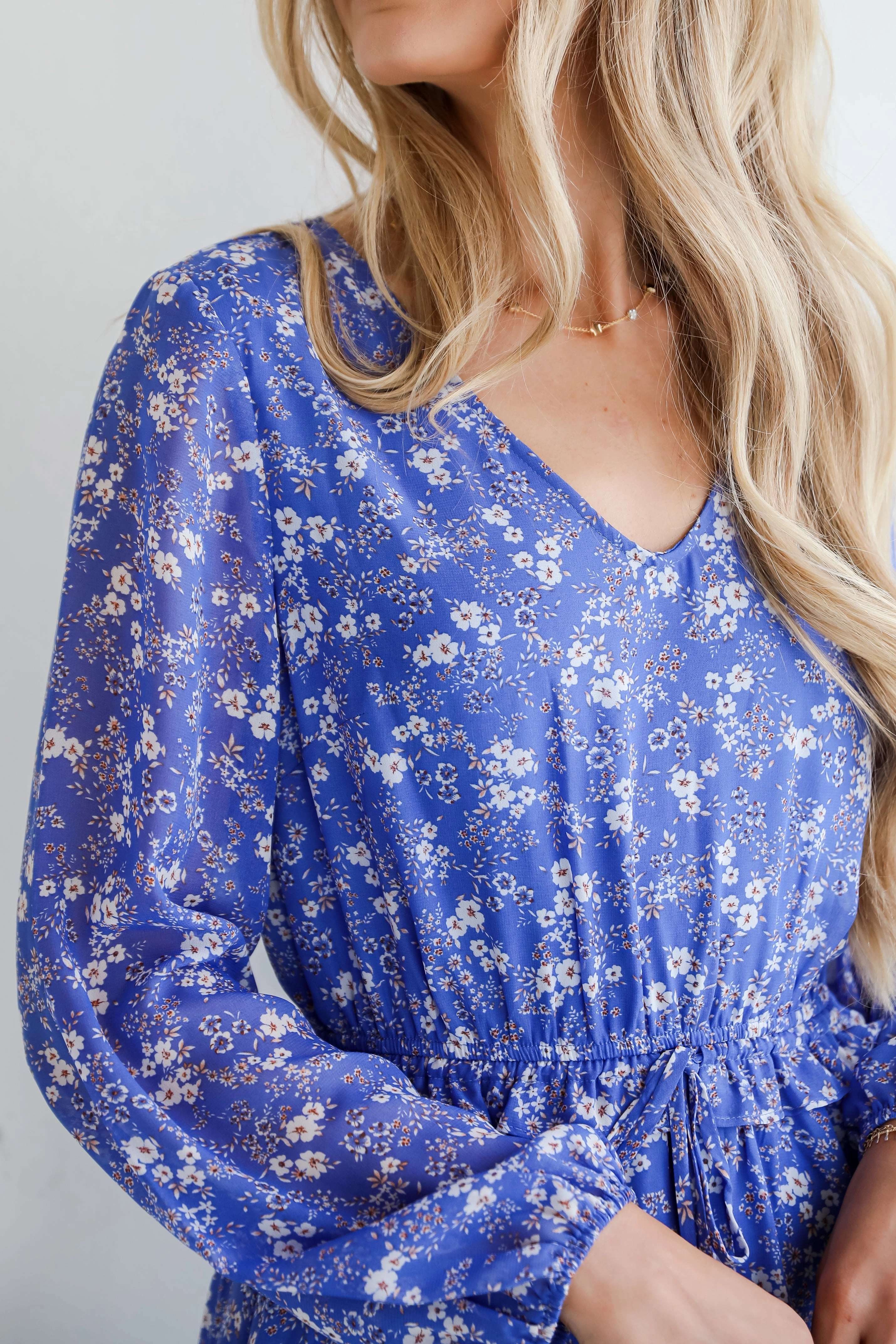 FINAL SALE - Extraordinary Impression Blue Floral Midi Dress