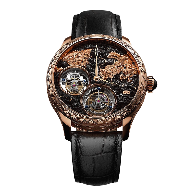 Grand Seagull 18K Rose Gold Dragon Double Tourbillon Watch