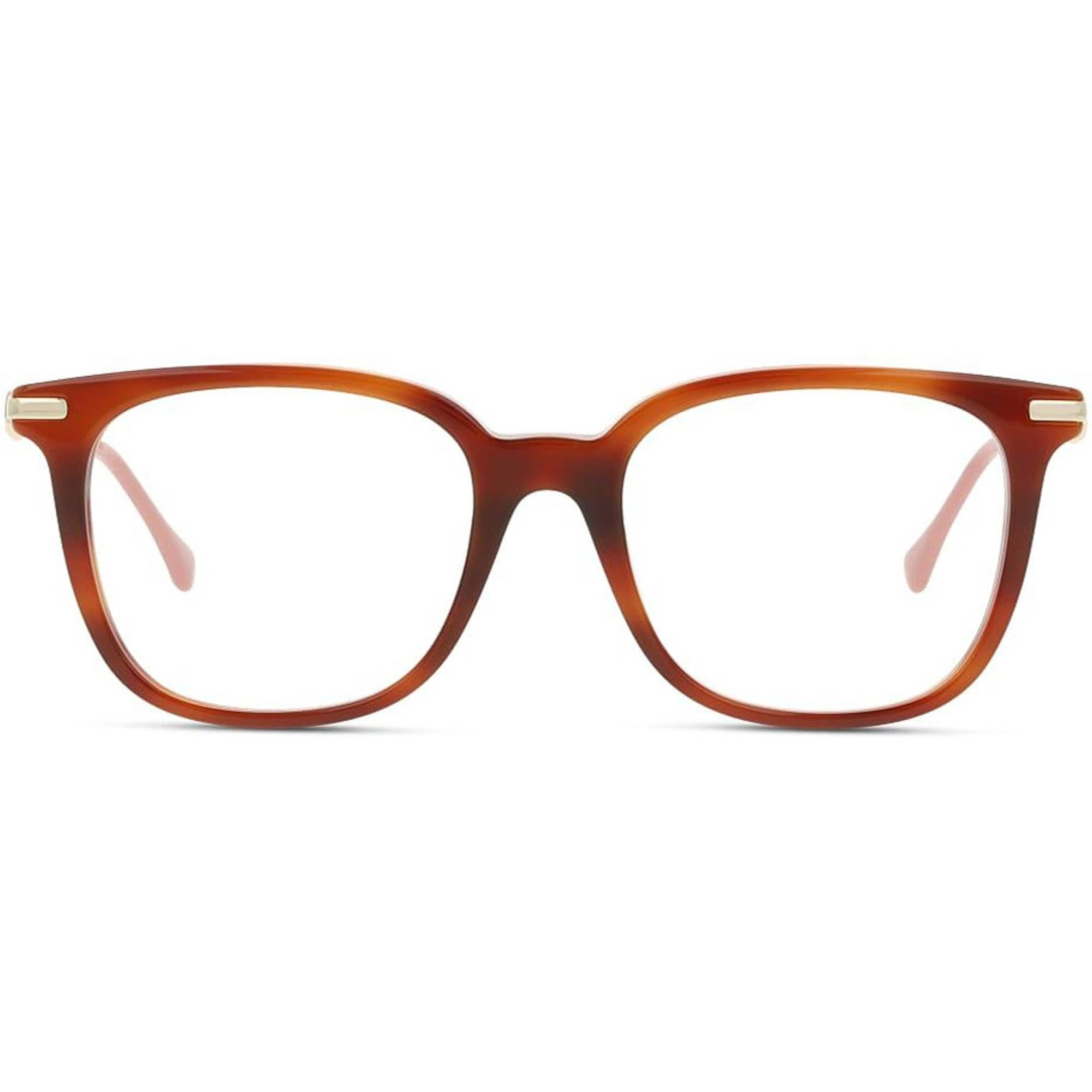 Gucci Women's Eyeglasses - Havana/Gold Acetate/Metal Frame Demo Lens | GG968O 002