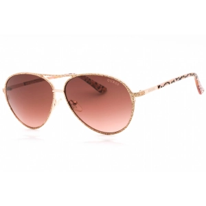 Guess Women's Sunglasses - Full Rim Shiny Rose Gold Metal Aviator Frame | GU7847 28F
