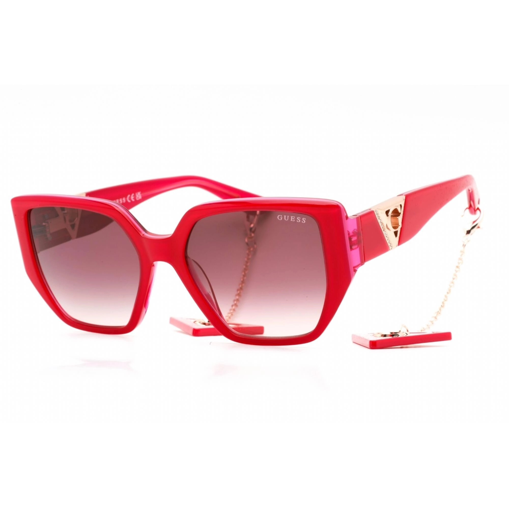 Guess Women's Sunglasses - Shiny Pink Plastic Rectangular Shape Frame | GU7892 72T