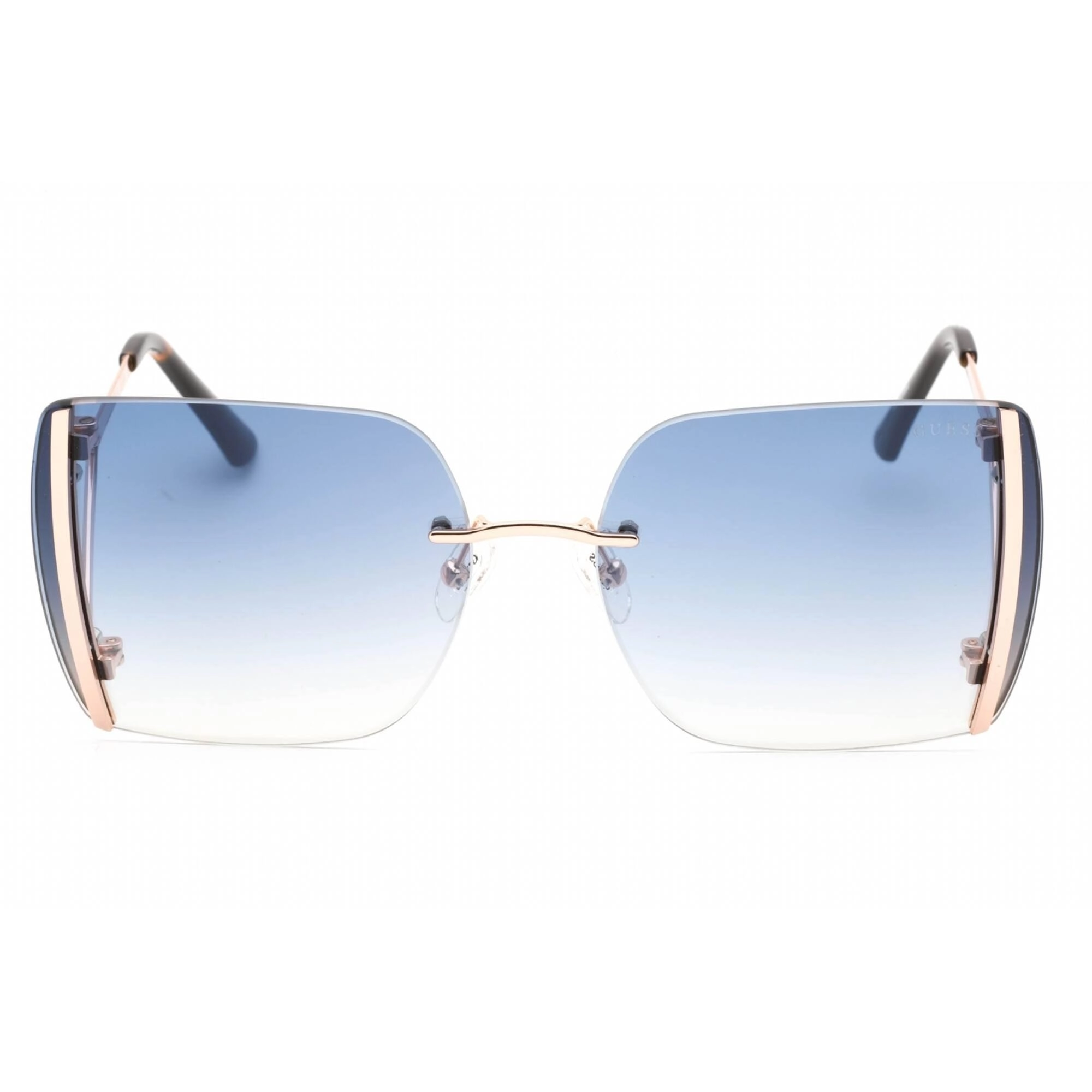 Guess Women's Sunglasses - Shiny Rose Gold Rimless Rectangular Frame | GU7718 28W
