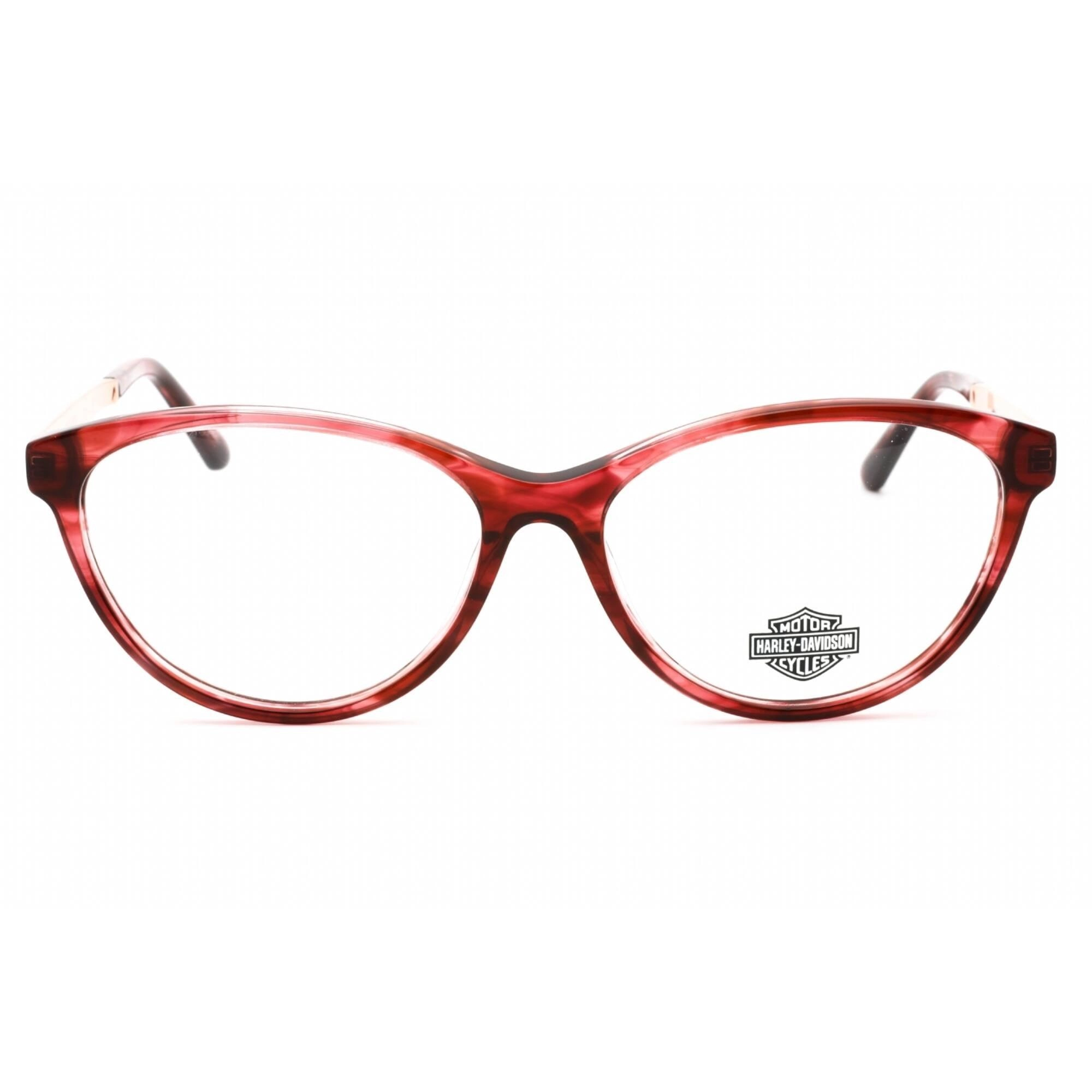 Harley Davidson Women's Eyeglasses - Full Rim Shiny Bordeaux Oval Frame | HD0570 096
