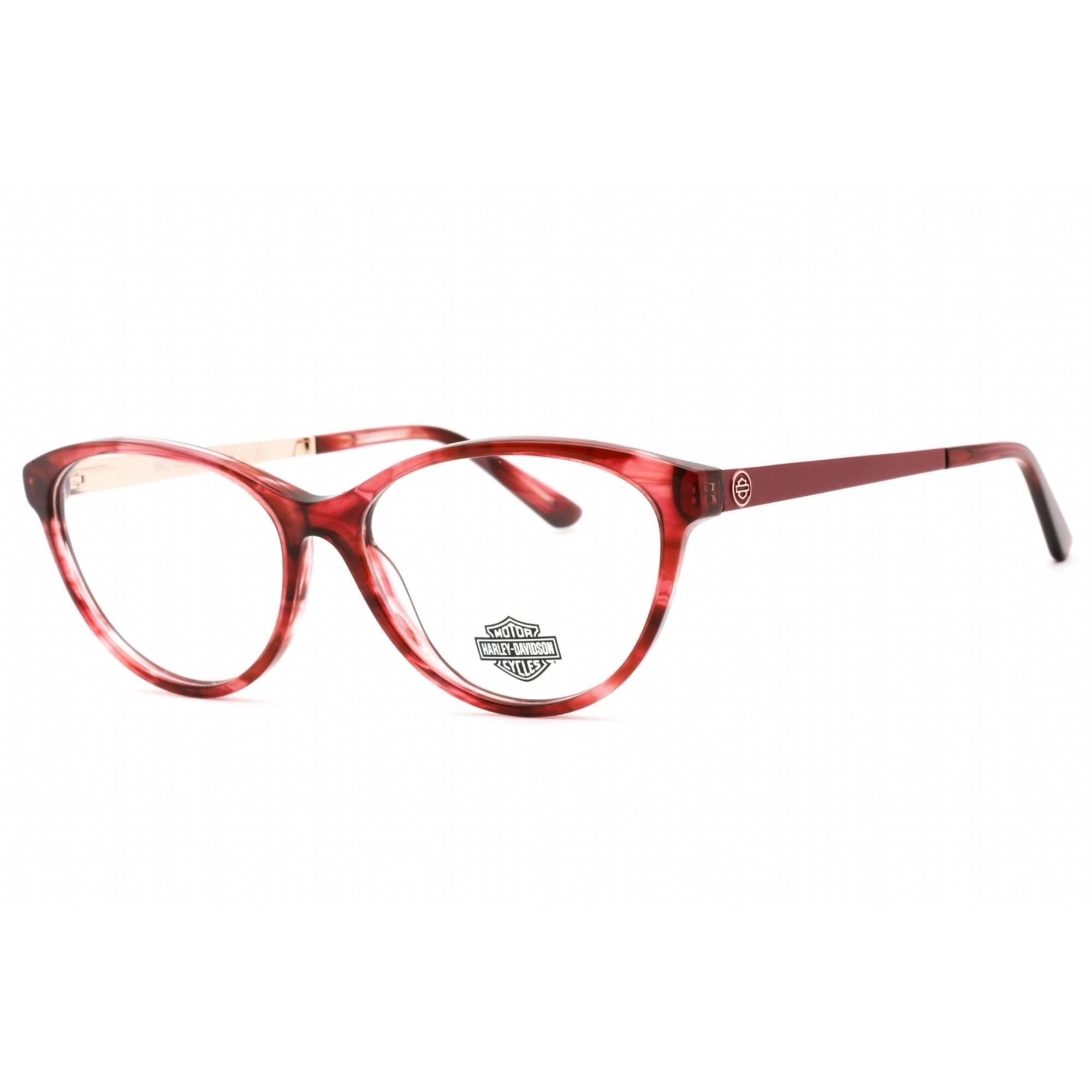 Harley Davidson Women's Eyeglasses - Full Rim Shiny Bordeaux Oval Frame | HD0570 096