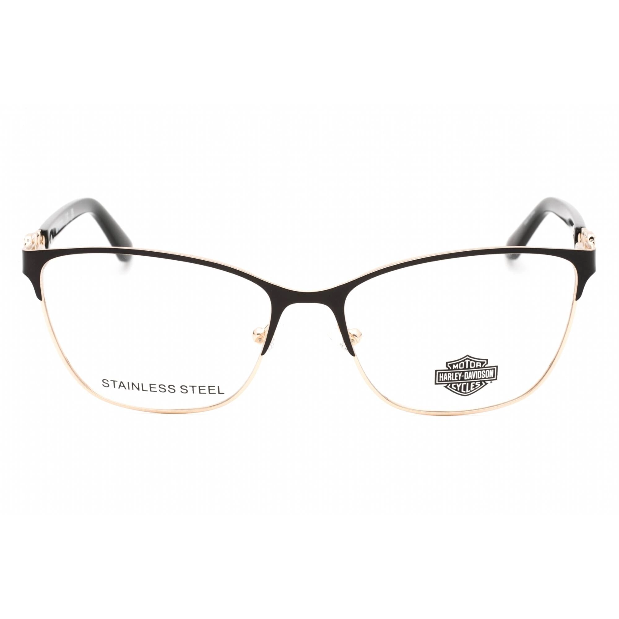 Harley Davidson Women's Eyeglasses - Shiny Black Metal Cat Eye Frame | HD0553 001