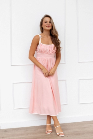 Henley Midi Dress - Pink