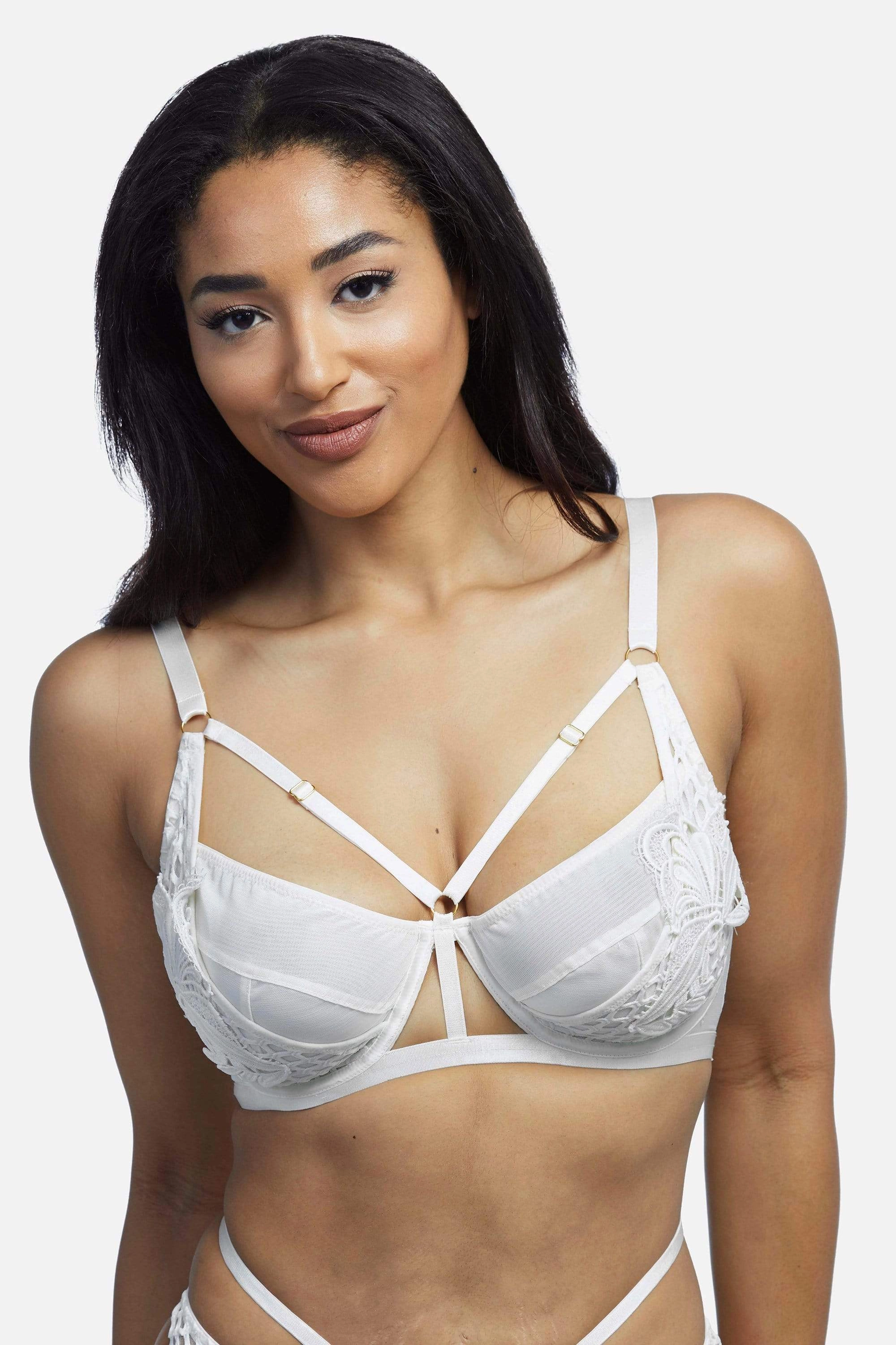 Ivory Keira Fishnet Applique High Apex Bra
