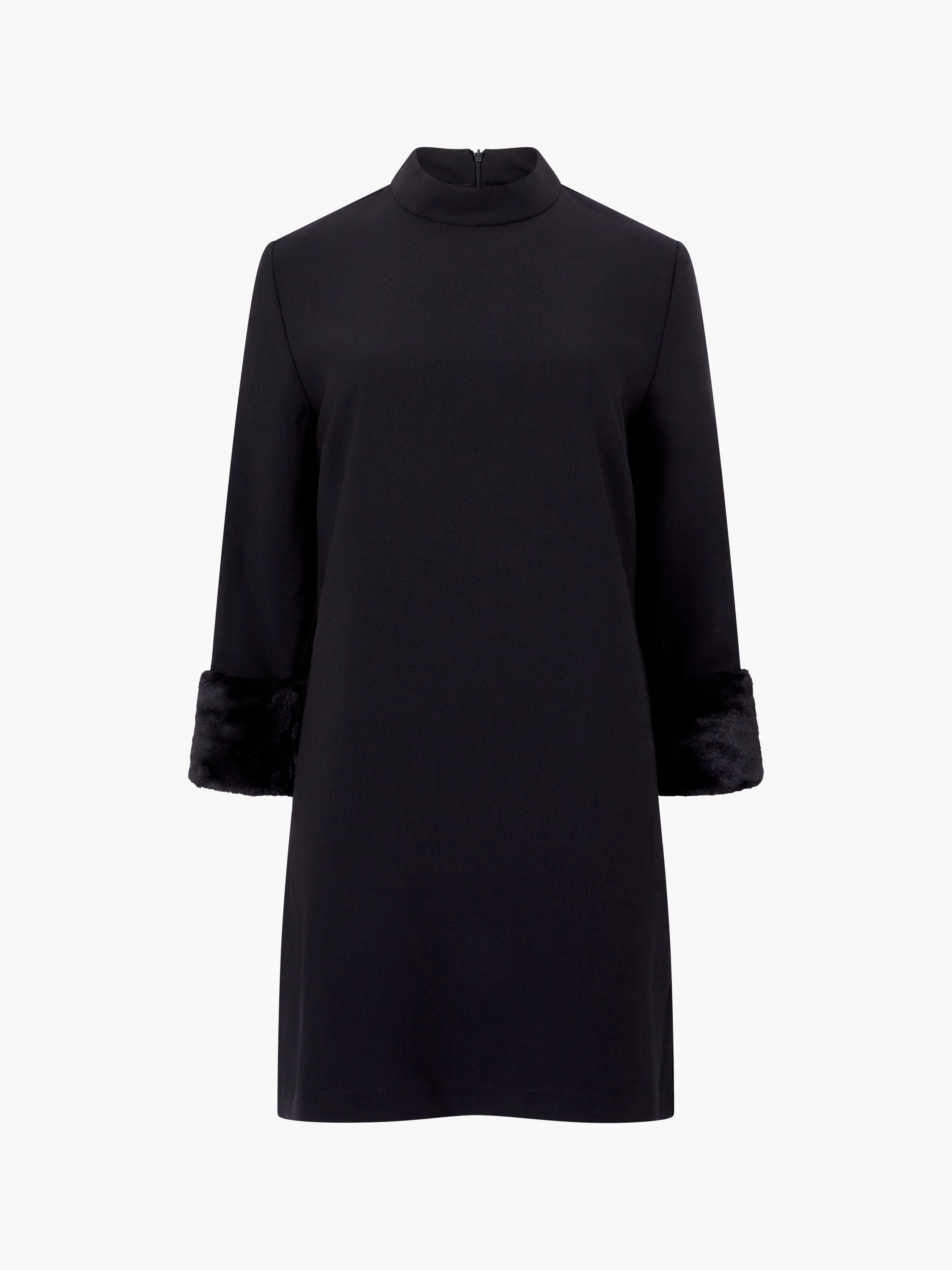 Luxe Faux Fur Three Quarter Sleeve Cuffs Mini Dress
