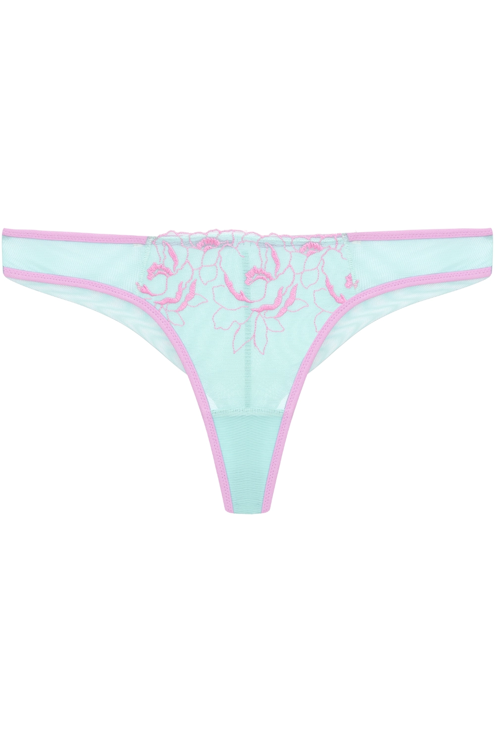 Marta Floral Embroidery Knicker in Pastel Green