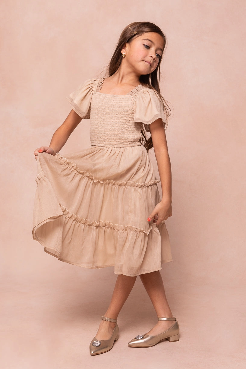 Mini Ellie Dress in Champagne Chiffon - FINAL SALE