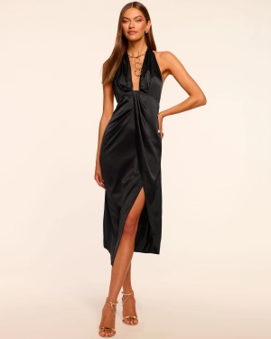 Nan Silk Plunging Midi Dress