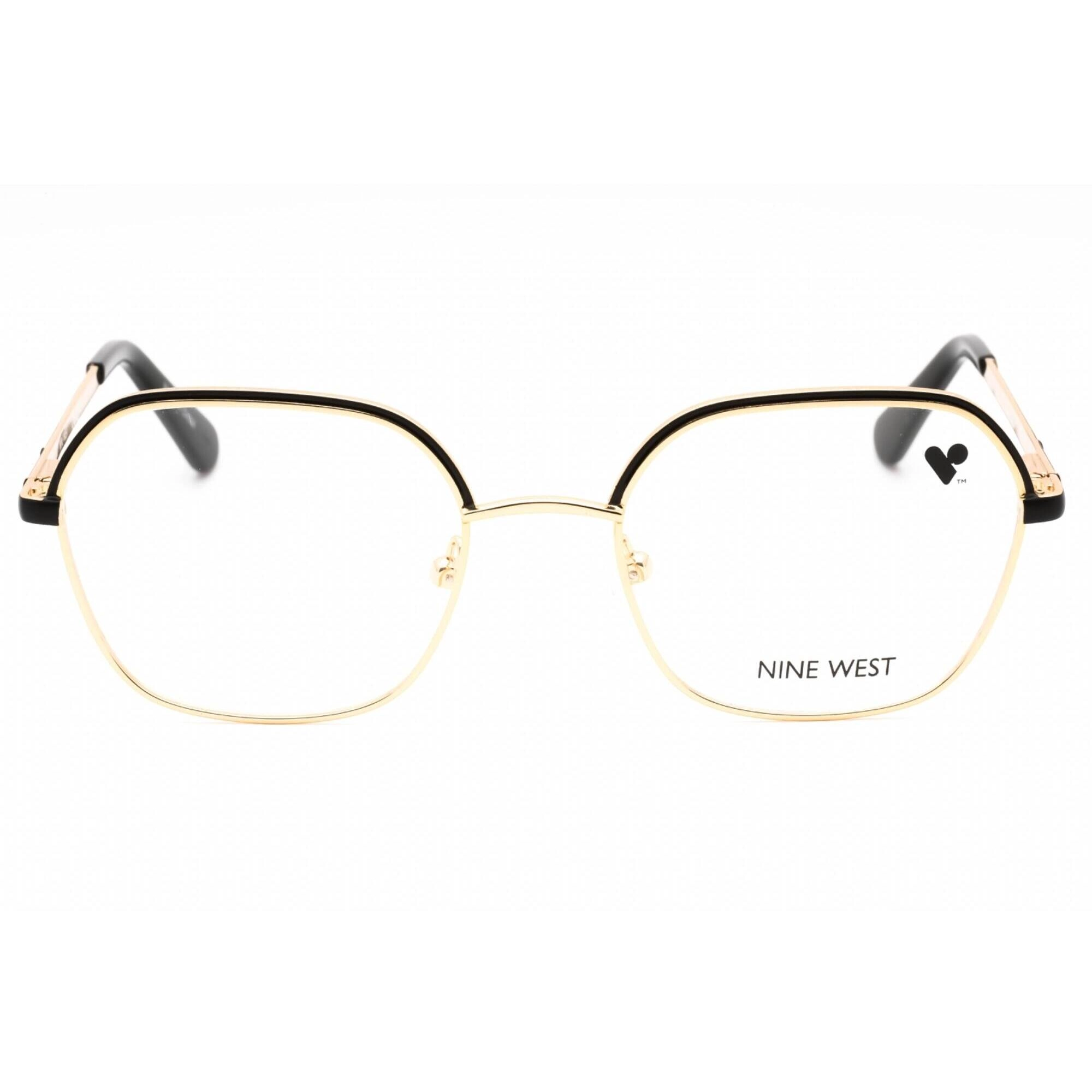 Nine West Women's Eyeglasses - Black/Gold Geometric Metal Full Rim Frame | NW1103 001