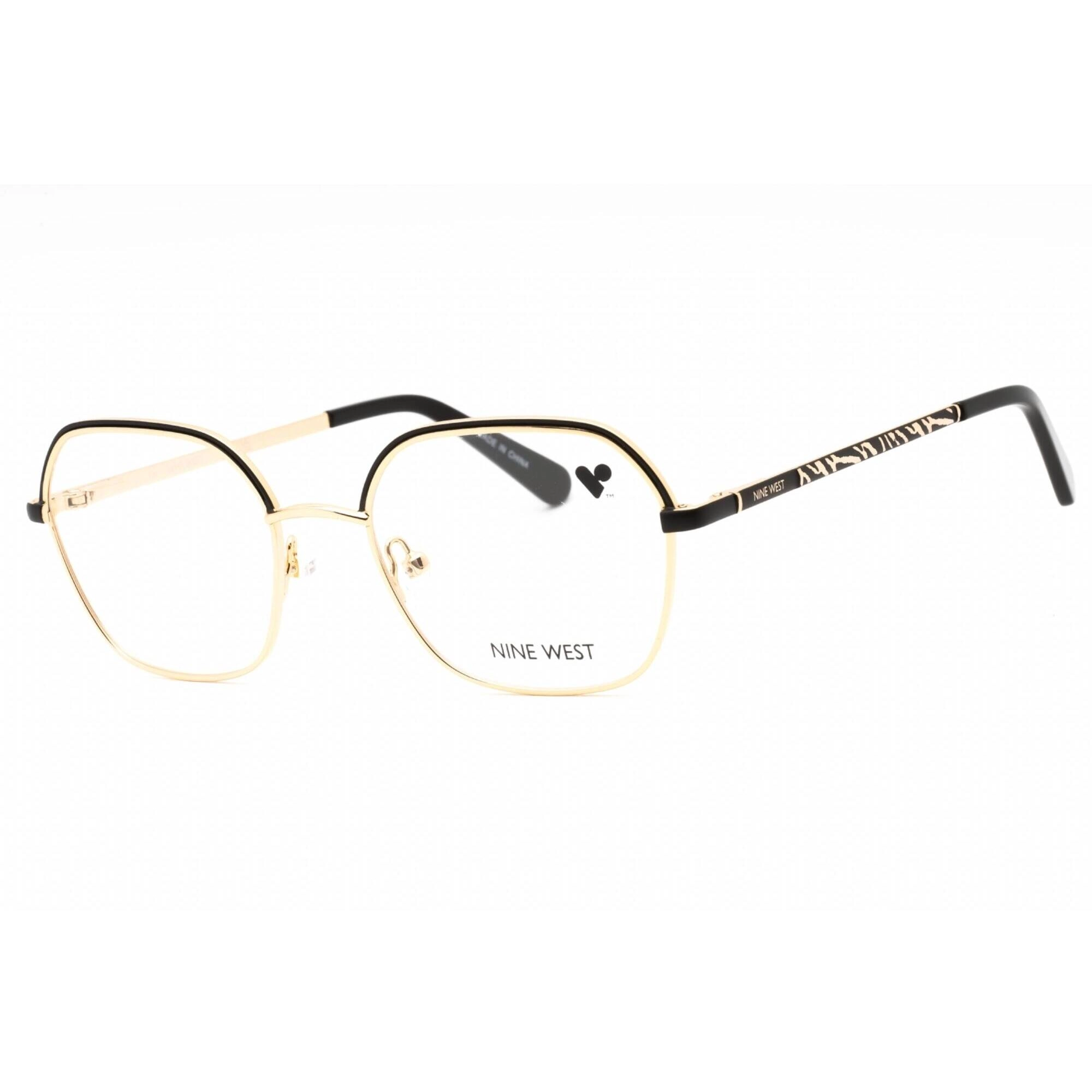 Nine West Women's Eyeglasses - Black/Gold Geometric Metal Full Rim Frame | NW1103 001