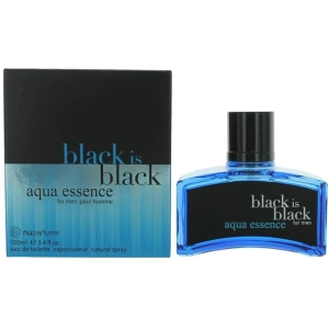 NuParfums Men's EDT Spray - Black is Black Aqua Essence Bergamont Top Note, 3.4 oz
