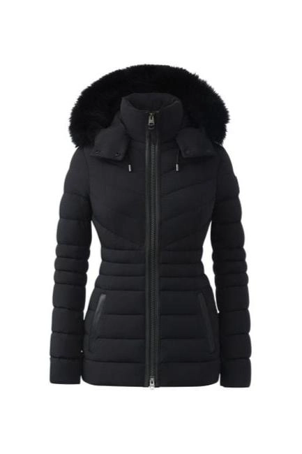 PATSY Agile 360 down jacket with blue fox fur Black