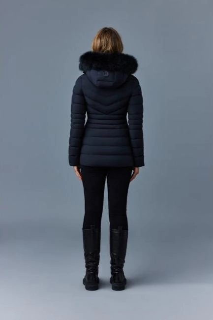 PATSY Agile 360 down jacket with blue fox fur Black