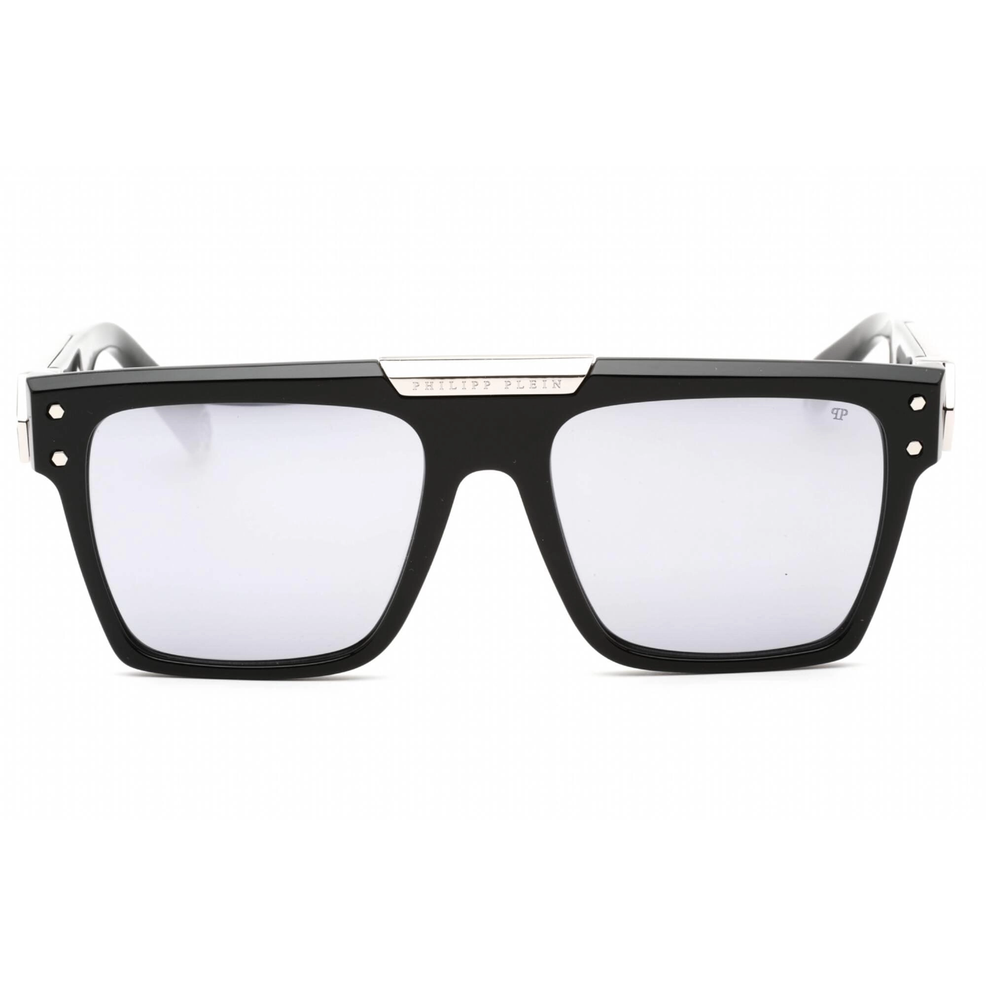 Philipp Plein Women's Sunglasses - Shiny Black/Silver Plastic Pilot | SPP080 700W