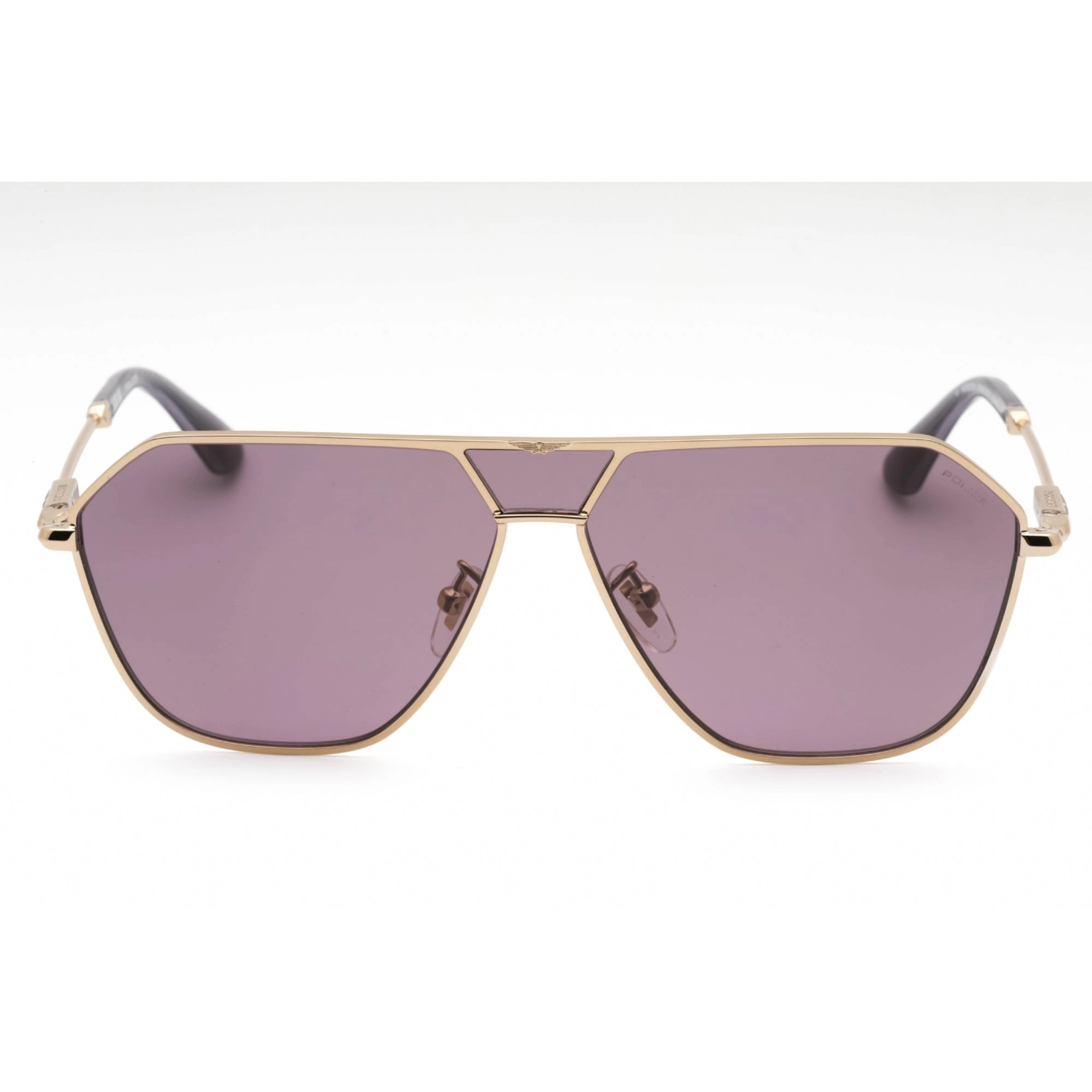 Police Women's Sunglasses - Polished Grey Gold Metal Aviator Shape Frame| SPLL89 8FFY