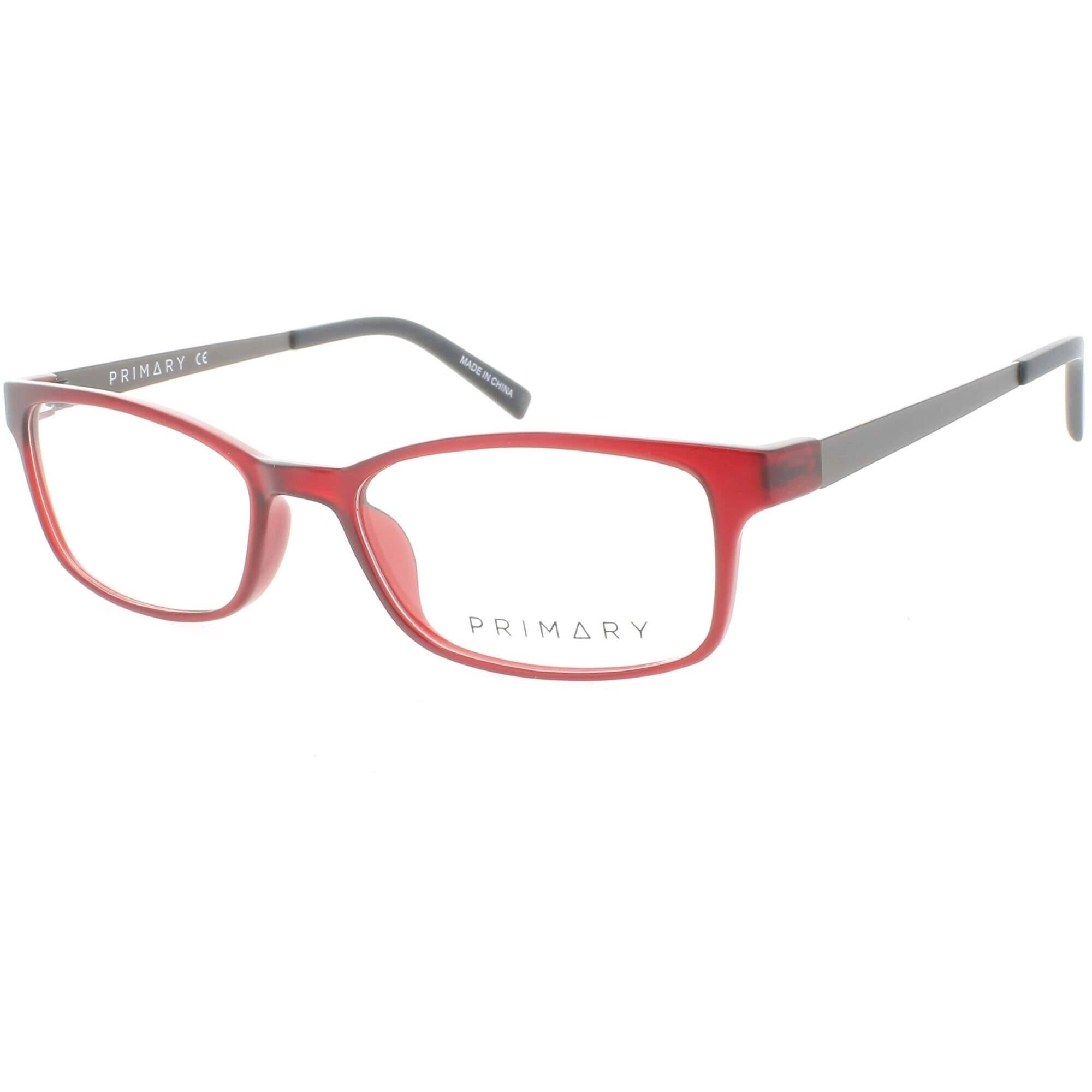 Primary Women's Eyeglasses - Demo Lens Plastic Rectangular Full Rim Frame | PN500 RED