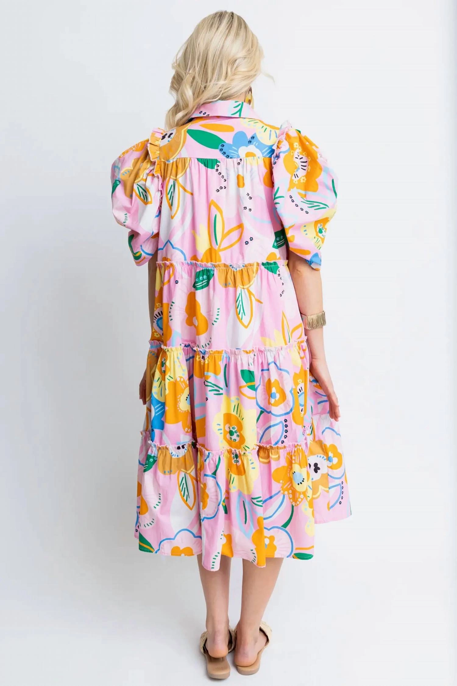 "hey There, Delilah" Poplin Artist Midi Dress In Pink