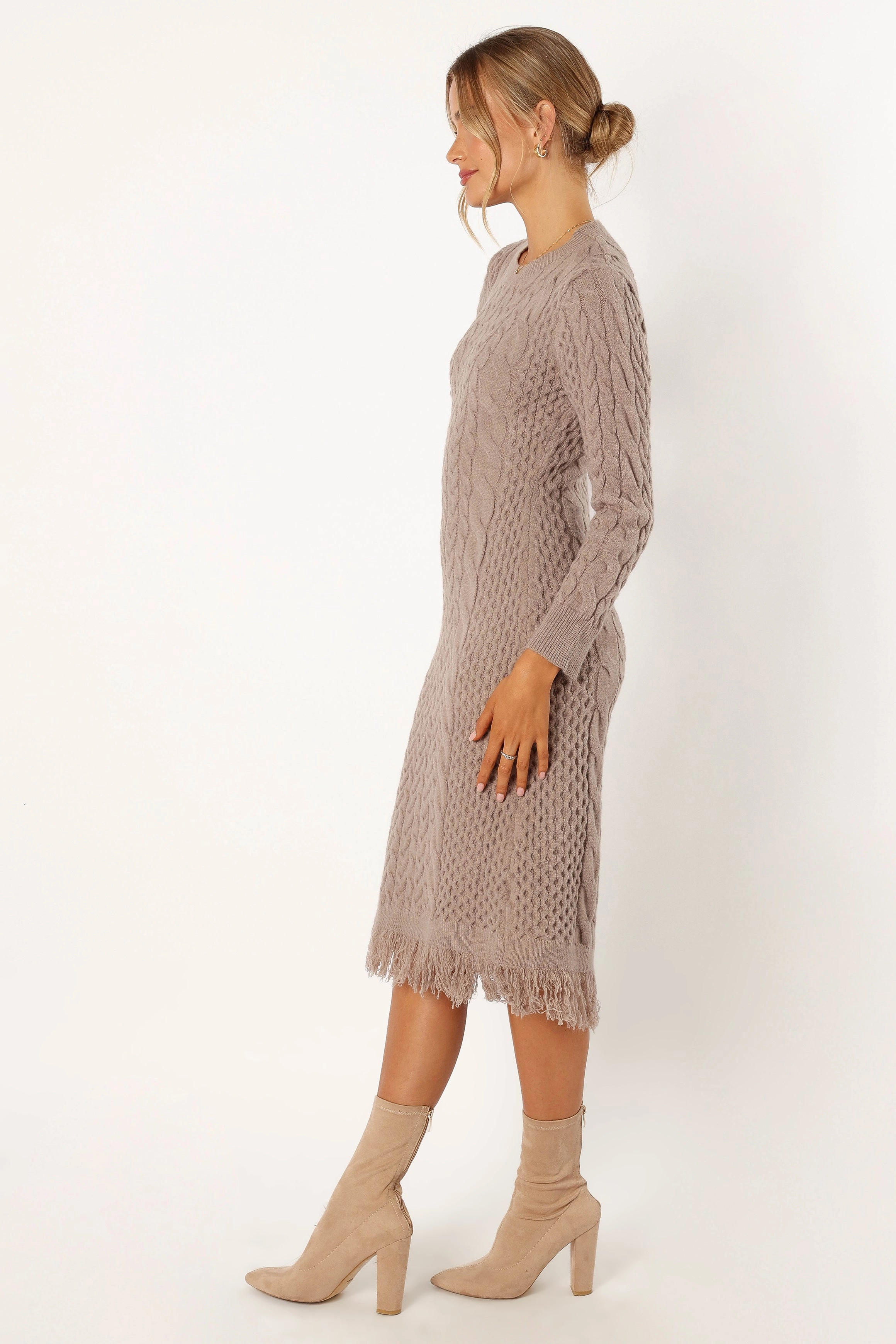 Roberta Long Sleeve Knit Dress - Grey