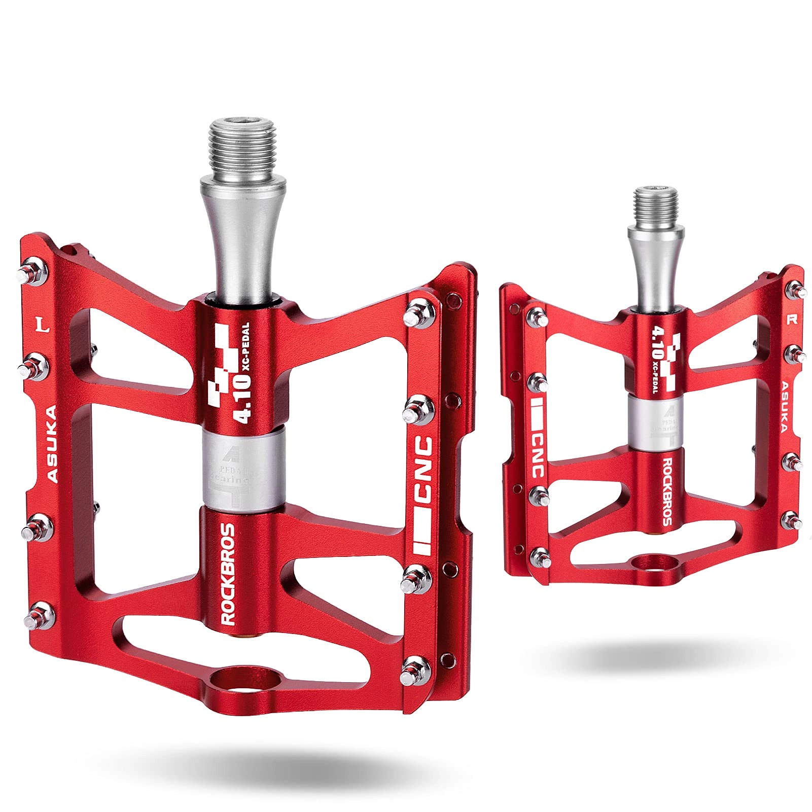 ROCKBROS 4 Bearings Mountain MTB Bike Pedals Platform Flat Aluminum Alloy 9/16"