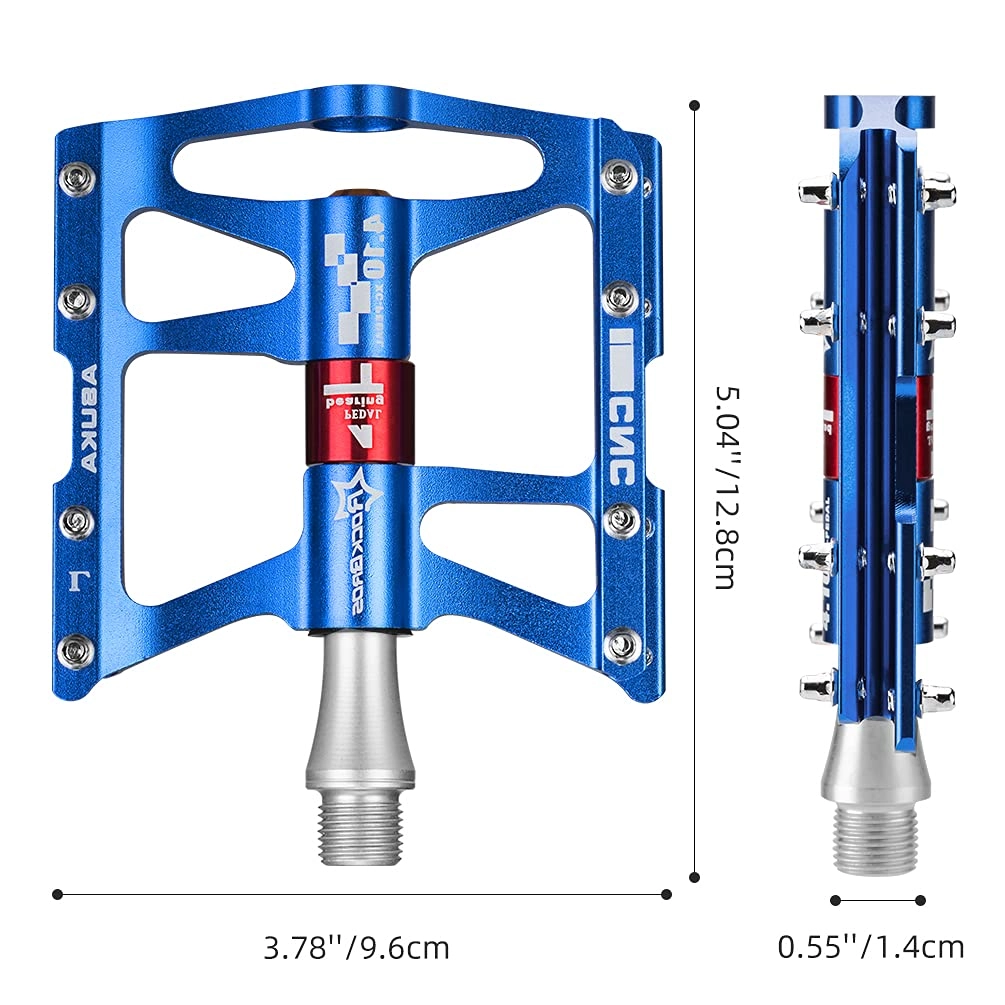 ROCKBROS 4 Bearings Mountain MTB Bike Pedals Platform Flat Aluminum Alloy 9/16"