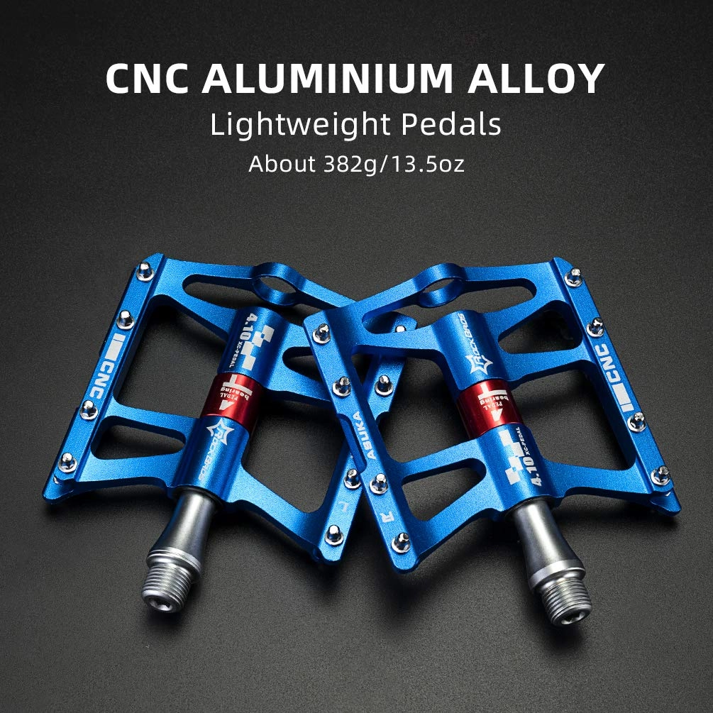 ROCKBROS 4 Bearings Mountain MTB Bike Pedals Platform Flat Aluminum Alloy 9/16"