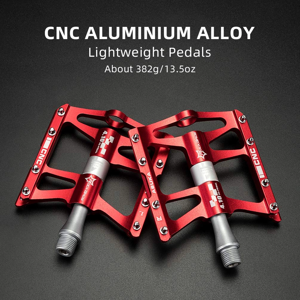 ROCKBROS 4 Bearings Mountain MTB Bike Pedals Platform Flat Aluminum Alloy 9/16"