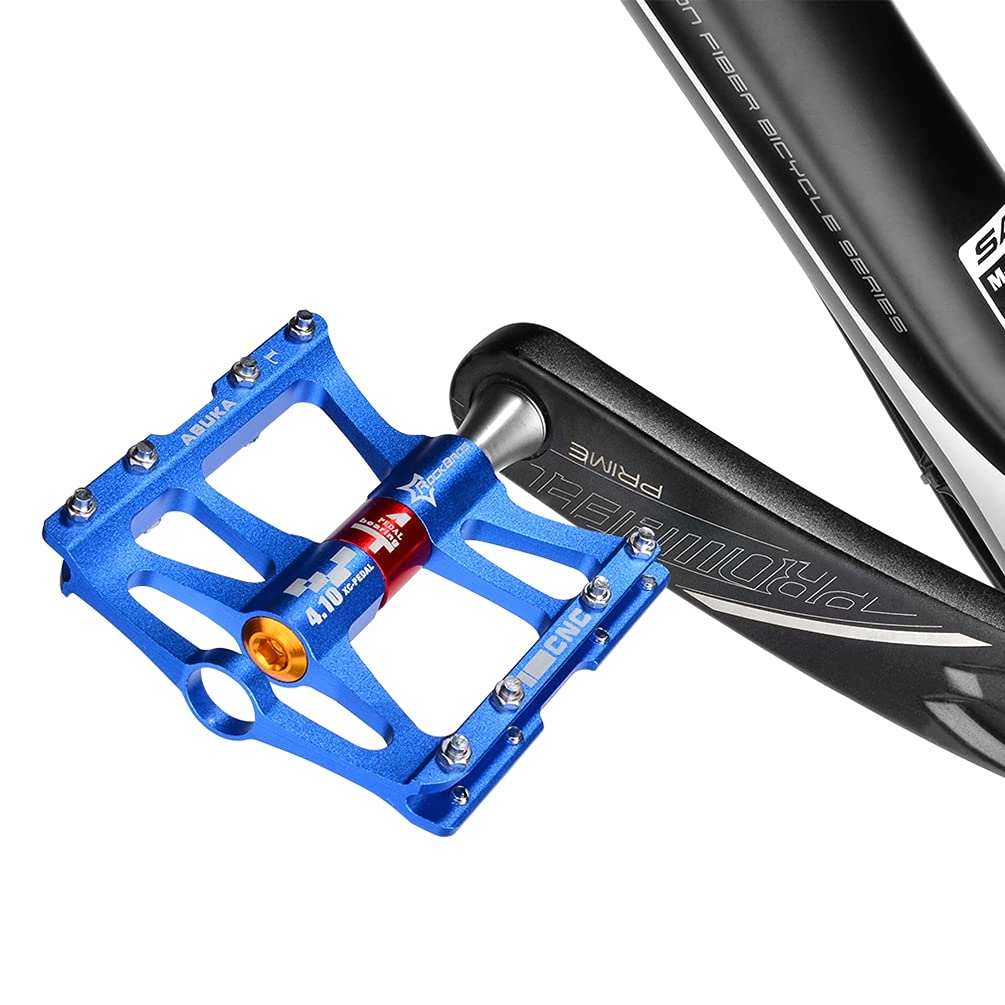 ROCKBROS 4 Bearings Mountain MTB Bike Pedals Platform Flat Aluminum Alloy 9/16"