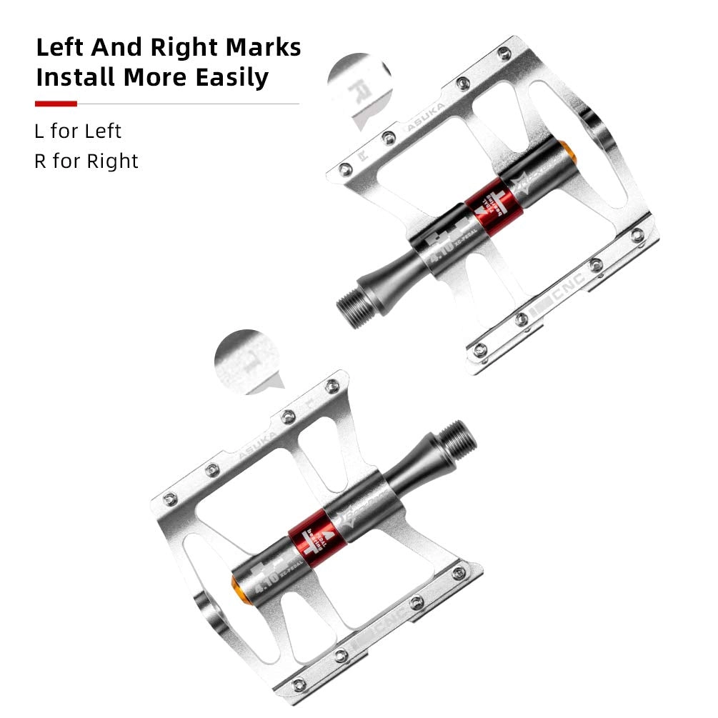 ROCKBROS 4 Bearings Mountain MTB Bike Pedals Platform Flat Aluminum Alloy 9/16"