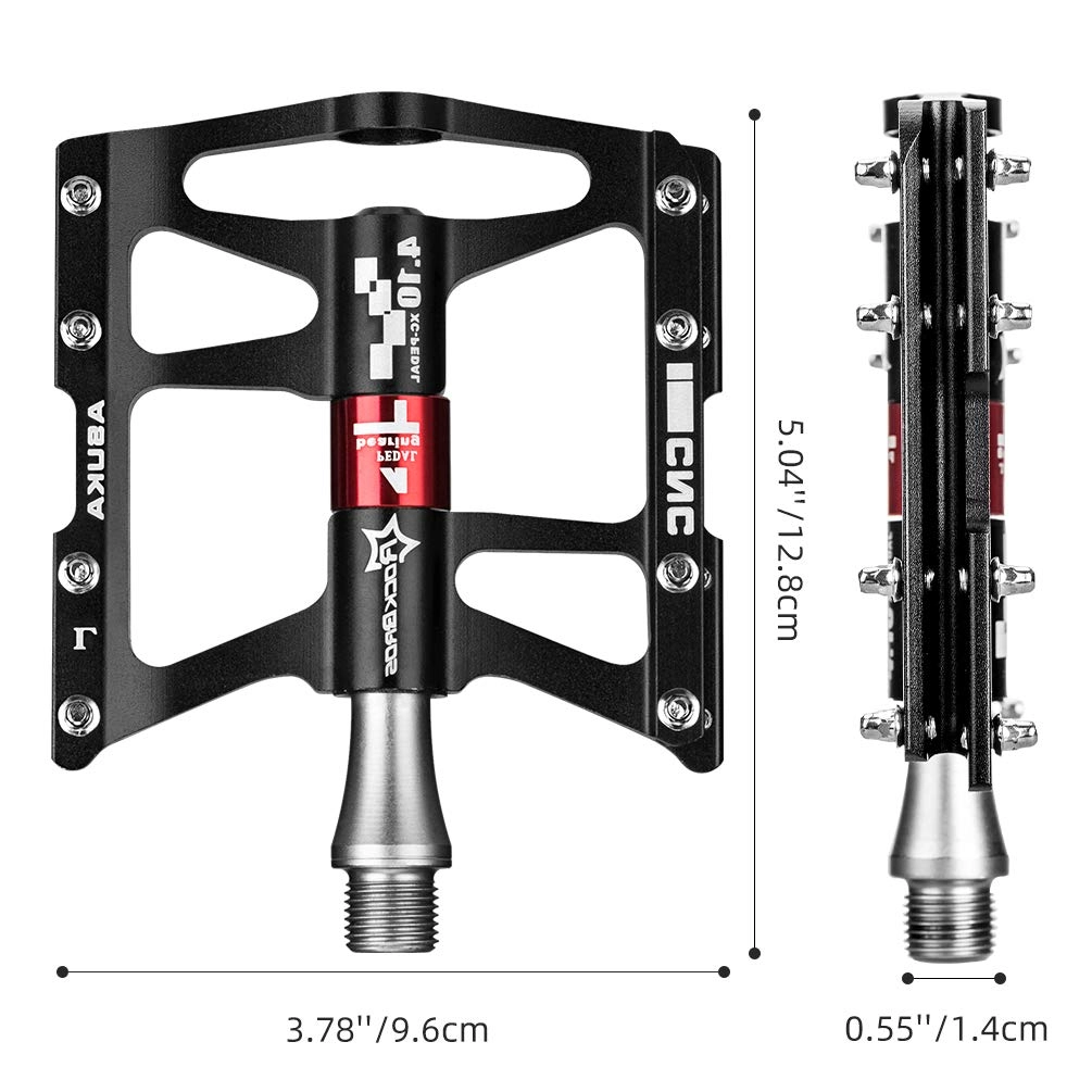 ROCKBROS 4 Bearings Mountain MTB Bike Pedals Platform Flat Aluminum Alloy 9/16"