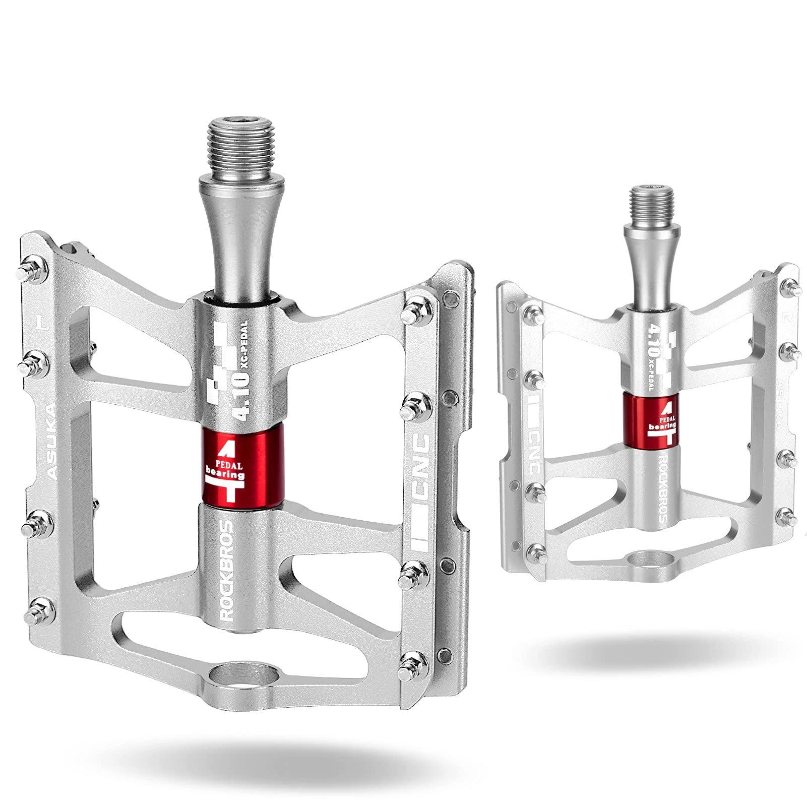ROCKBROS 4 Bearings Mountain MTB Bike Pedals Platform Flat Aluminum Alloy 9/16"