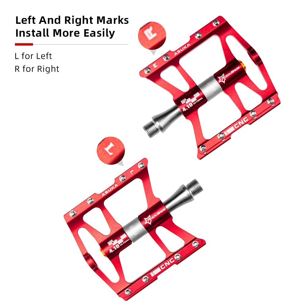 ROCKBROS 4 Bearings Mountain MTB Bike Pedals Platform Flat Aluminum Alloy 9/16"