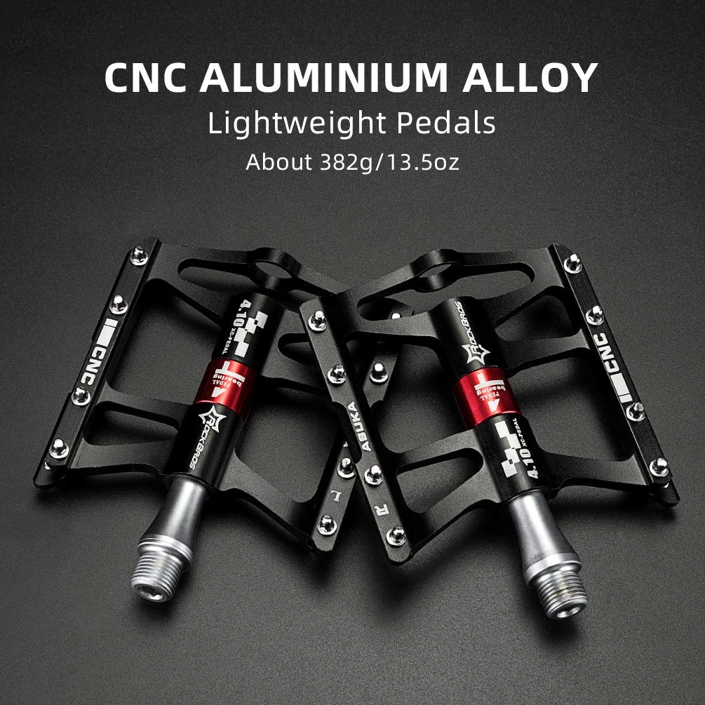 ROCKBROS 4 Bearings Mountain MTB Bike Pedals Platform Flat Aluminum Alloy 9/16"