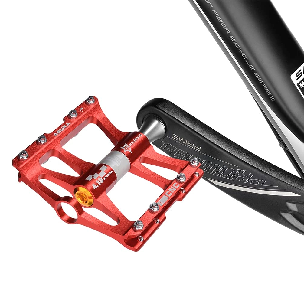 ROCKBROS 4 Bearings Mountain MTB Bike Pedals Platform Flat Aluminum Alloy 9/16"