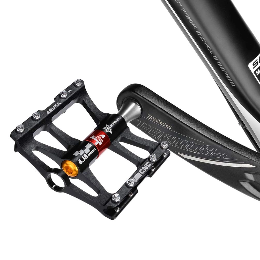 ROCKBROS 4 Bearings Mountain MTB Bike Pedals Platform Flat Aluminum Alloy 9/16"